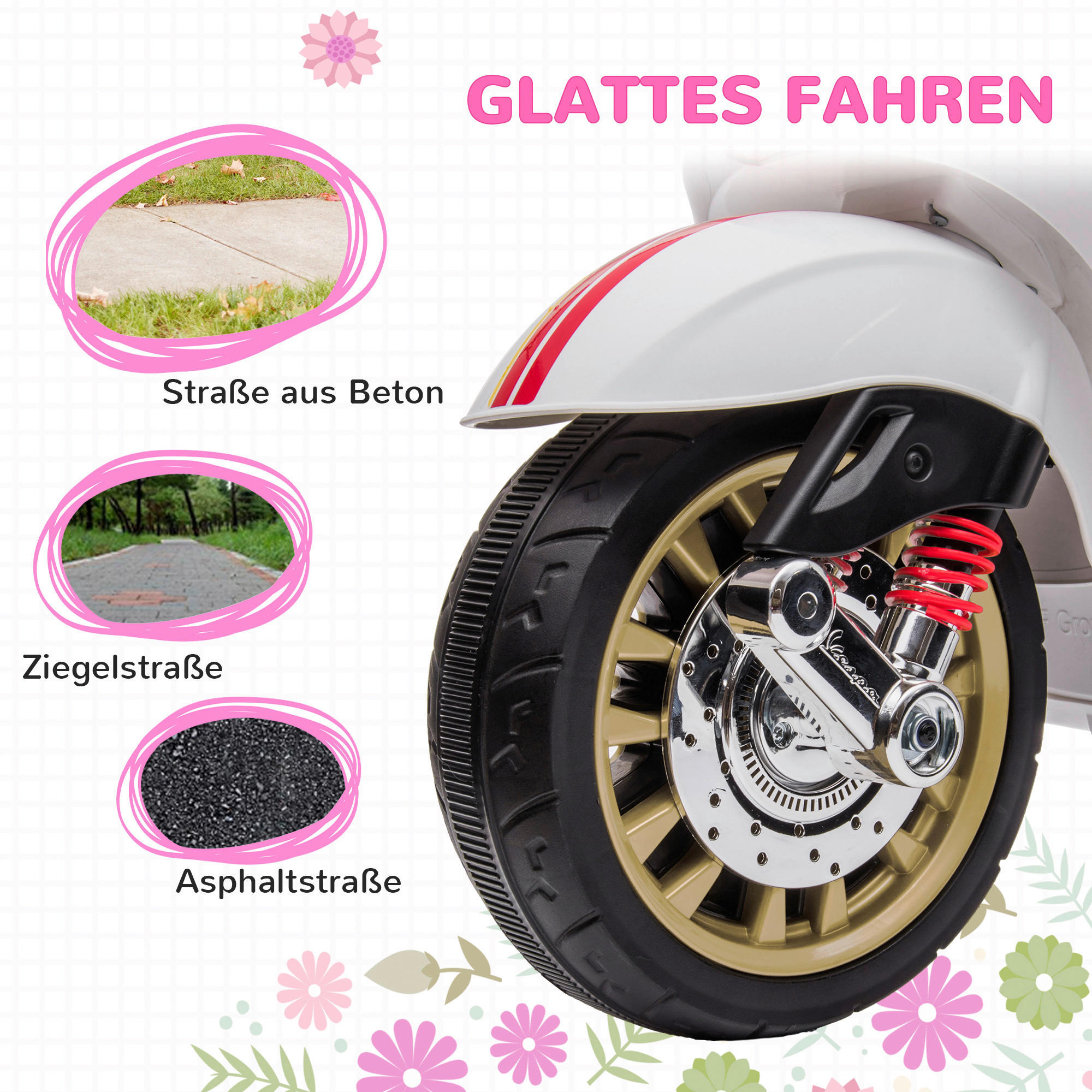 AIYAPLAY Kinder-Elektromotorrad weiß B/H/L: ca. 47x73x107 cm Kinder-Elektromotorrad - weiß (107,00/47,00/73,00cm) - AIYAPLAY