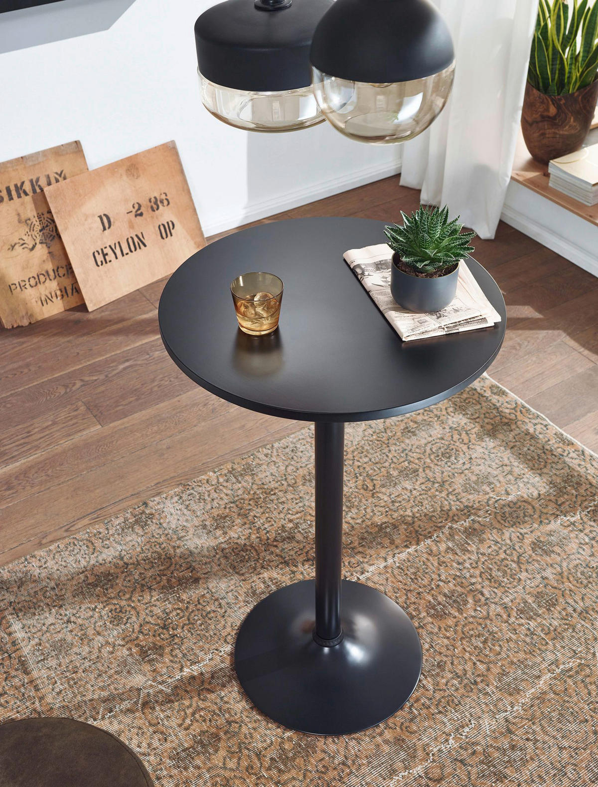 Tisch schwarz MDF Stehtisch - schwarz - Wohnling