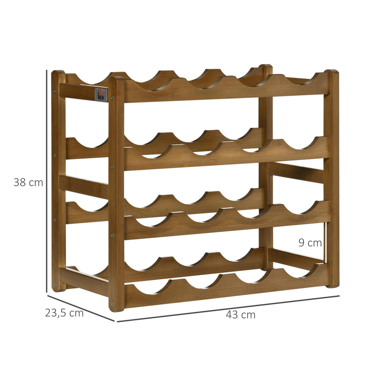 HOMCOM Weinregal braun Edelstahl B/H/L: ca. 23,5x43x38 cm Weinregal - braun (38,00/23,50/43,00cm) - HOMCOM