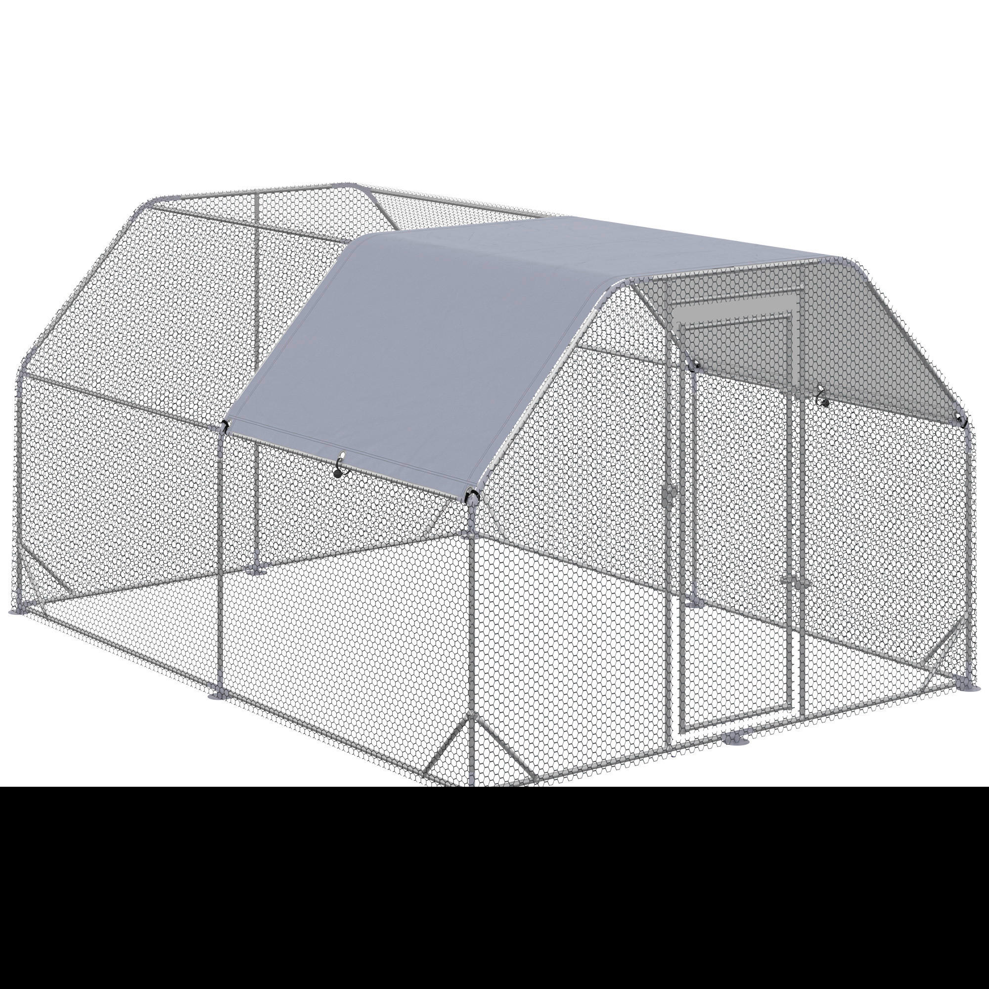 PawHut Stall silber Edelstahl B/H/L: ca. 380x280x195 cm Hühnerstall - silber/grau (195,00/380,00/280,00cm) - PawHut