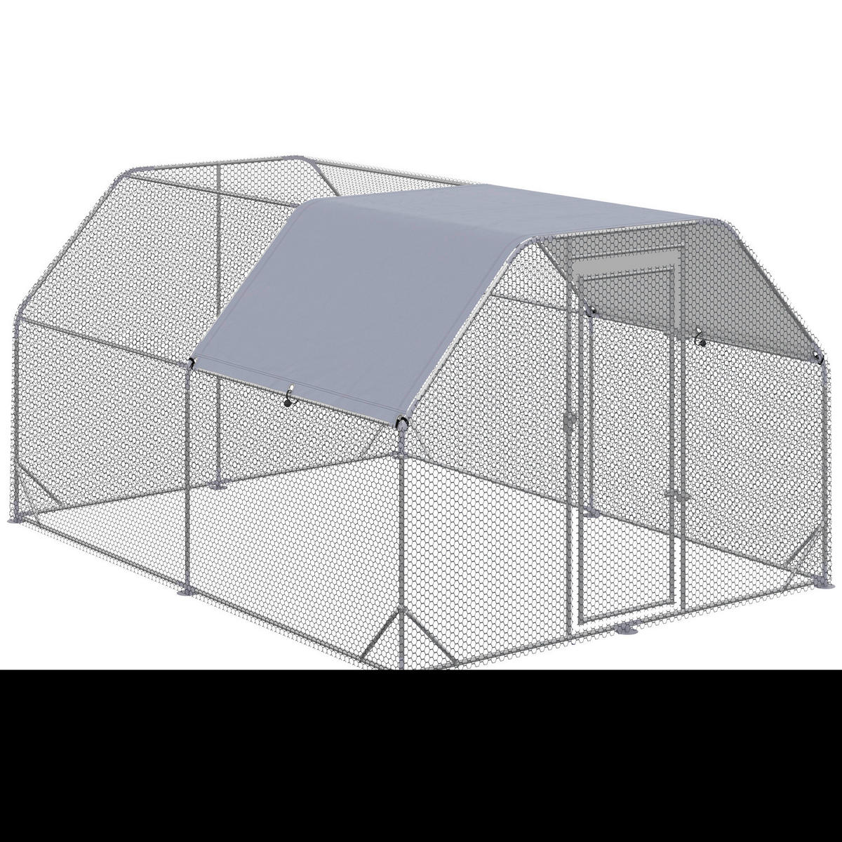 PawHut Stall silber Edelstahl B/H/L: ca. 380x280x195 cm Hühnerstall - silber/grau (195,00/380,00/280,00cm) - PawHut