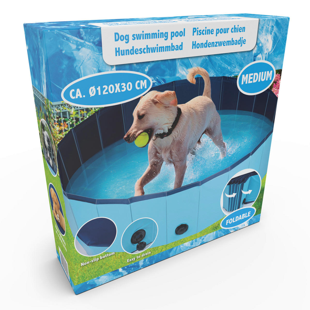 Pet Comfort Hundepool blau PVC B/H/L: ca. 120x30x120 cm Hundepool - blau (120,00/120,00/30,00cm) - Pet Comfort