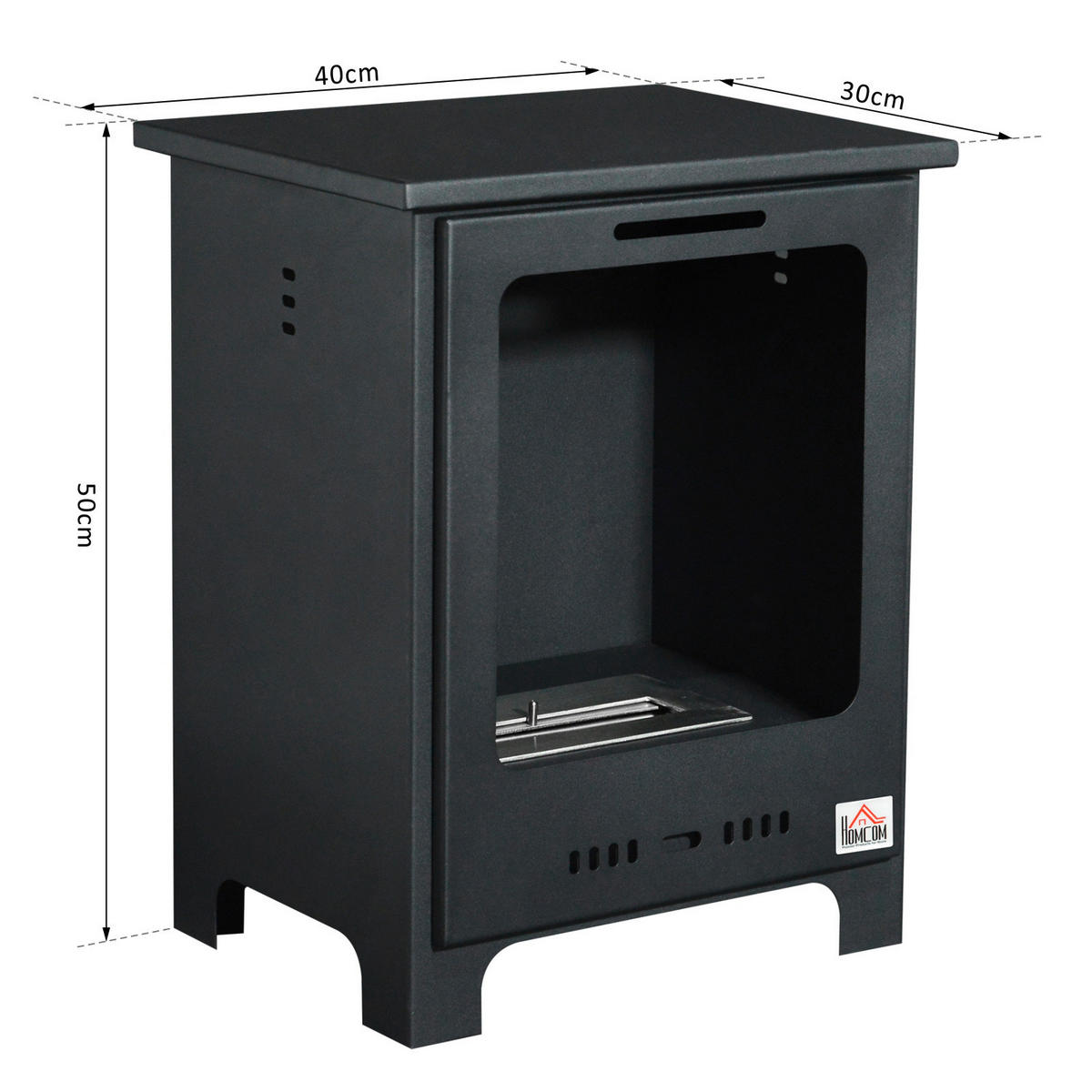 HOMCOM Ethanol-Kamin schwarz Metall B/H/L: ca. 30x50x40 cm Ethanol-Kamin - schwarz (40,00/30,00/50,00cm) - HOMCOM