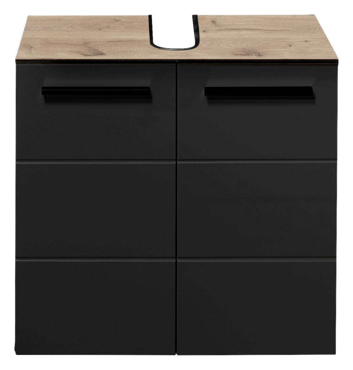 Waschbeckenunterschrank Vista Oak Eiche Viking Nachbildung schwarz matt B/H/T: ca. 60x62x31 cm Vista - schwarz/Oak (60,00/62,00/31,00cm)