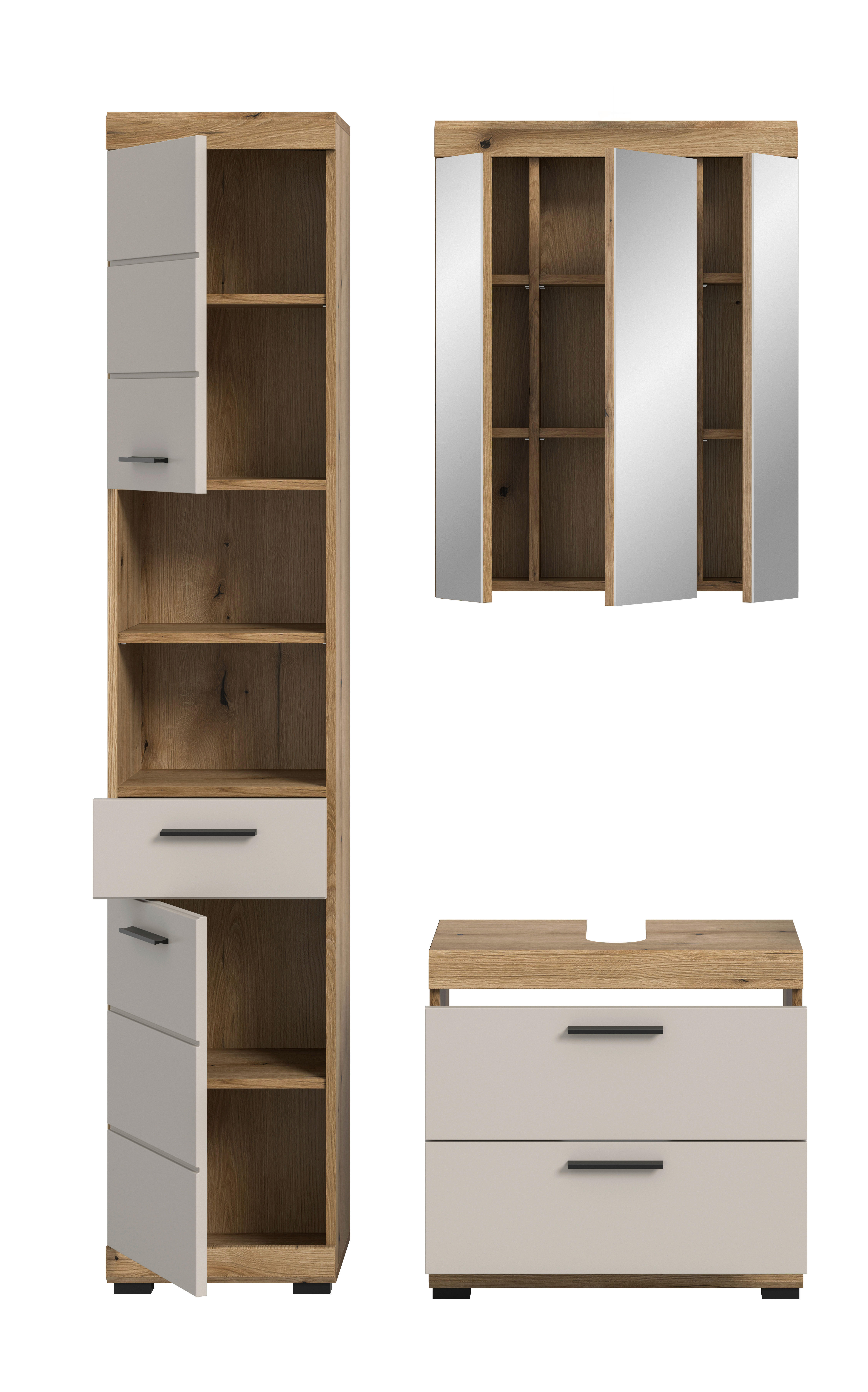Badezimmer-Set Scout Evoke Oak Nachbildung Kaschmirgrau Nachbildung B/H/T: ca. 112x191x34 cm Scout - Kaschmirgrau (112,00/191,00/34,00cm) - xonox.home