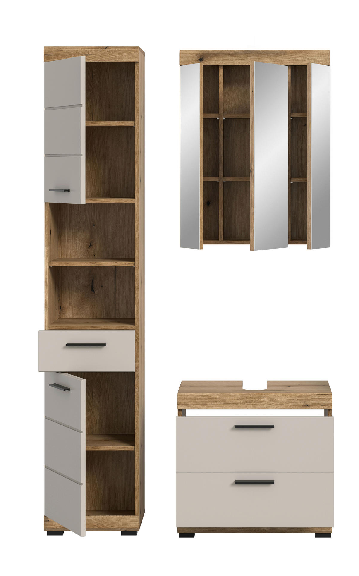 Badezimmer-Set Scout Evoke Oak Nachbildung Kaschmirgrau Nachbildung B/H/T: ca. 112x191x34 cm Scout - Kaschmirgrau (112,00/191,00/34,00cm) - xonox.home