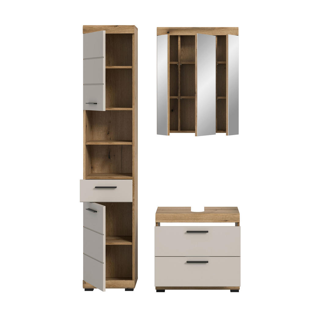 Thumbnail - Badezimmer-Set Scout Evoke Oak Nachbildung Kaschmirgrau Nachbildung B/H/T: ca. 112x191x34 cm