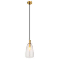 GLOBO Pendelleuchte messing klar Glas Metall H/D: ca. 120x14 cm E14 1 Brennstellen GARRI - klar/messing (14,00/120,00cm) - GLOBO