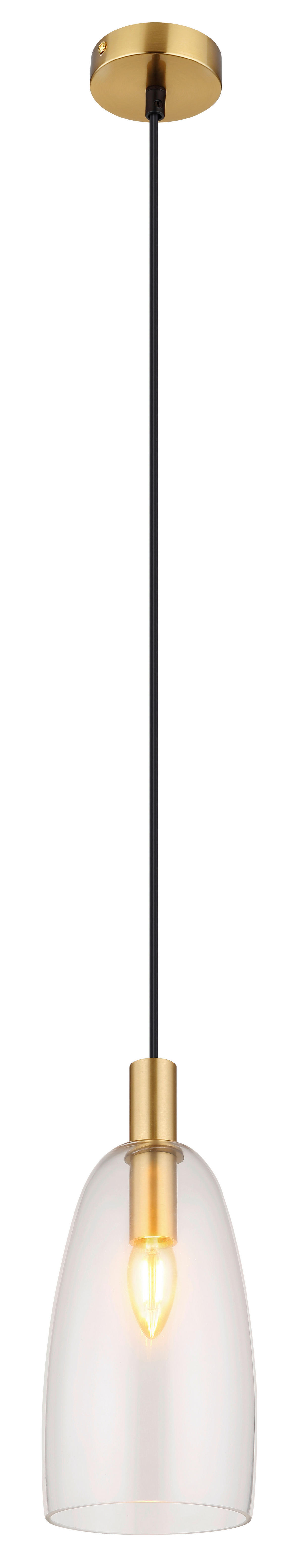 GLOBO Pendelleuchte messing klar Glas Metall H/D: ca. 120x14 cm E14 1 Brennstellen GARRI - klar/messing (14,00/120,00cm) - GLOBO