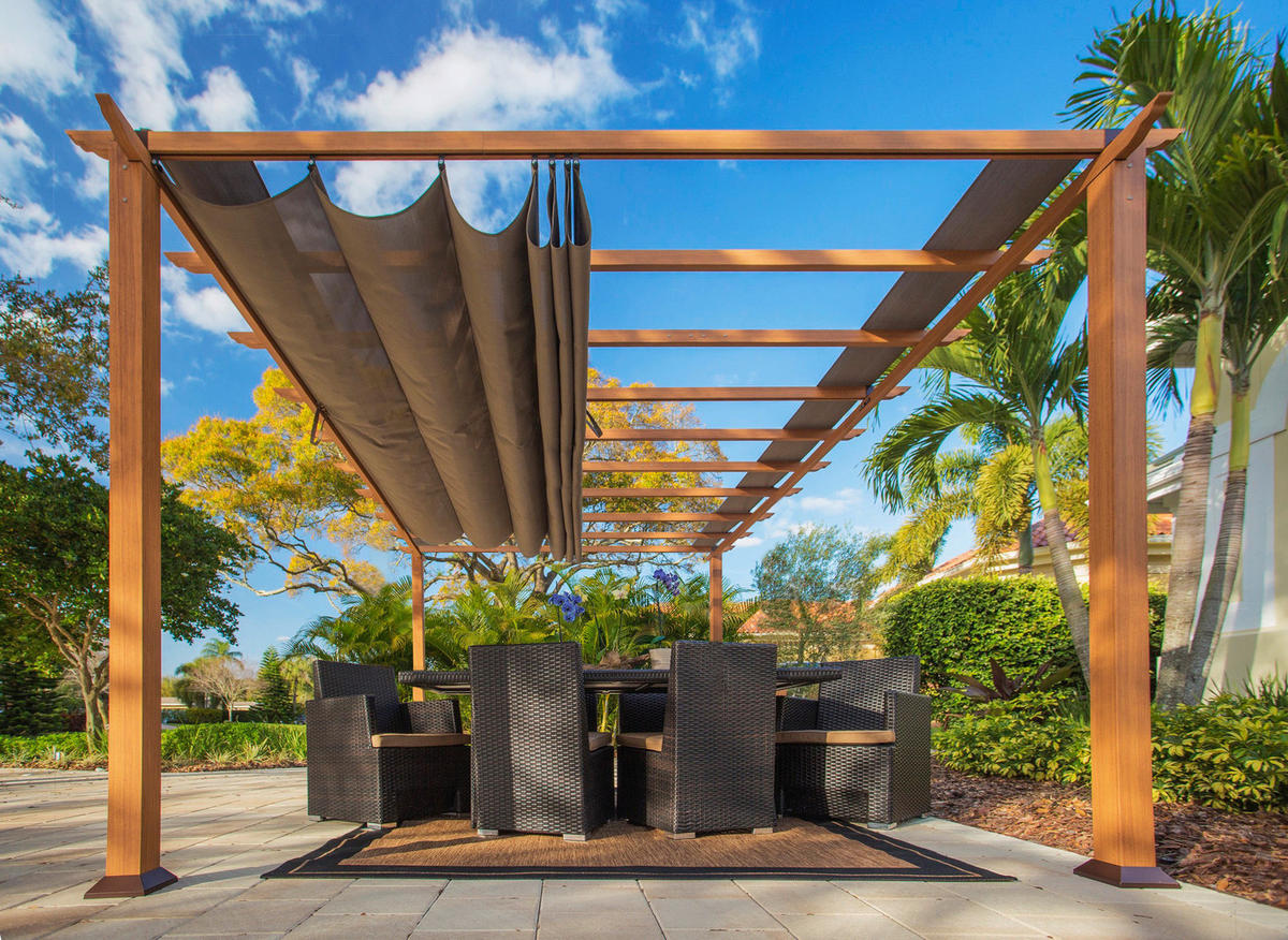 Paragon Outdoor Pavillon Florenz hellbraun Metall B/H/L: ca. 505x236x350 cm Florenz - hellbraun (350,00/505,00/236,00cm) - Paragon Outdoor