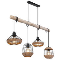 GLOBO Pendelleuchte schwarz braun Metall B/H/T: ca. 21x120x105 cm E27 4 Brennstellen SURRI - braun/schwarz (21,00/120,00/105,00cm) - GLOBO