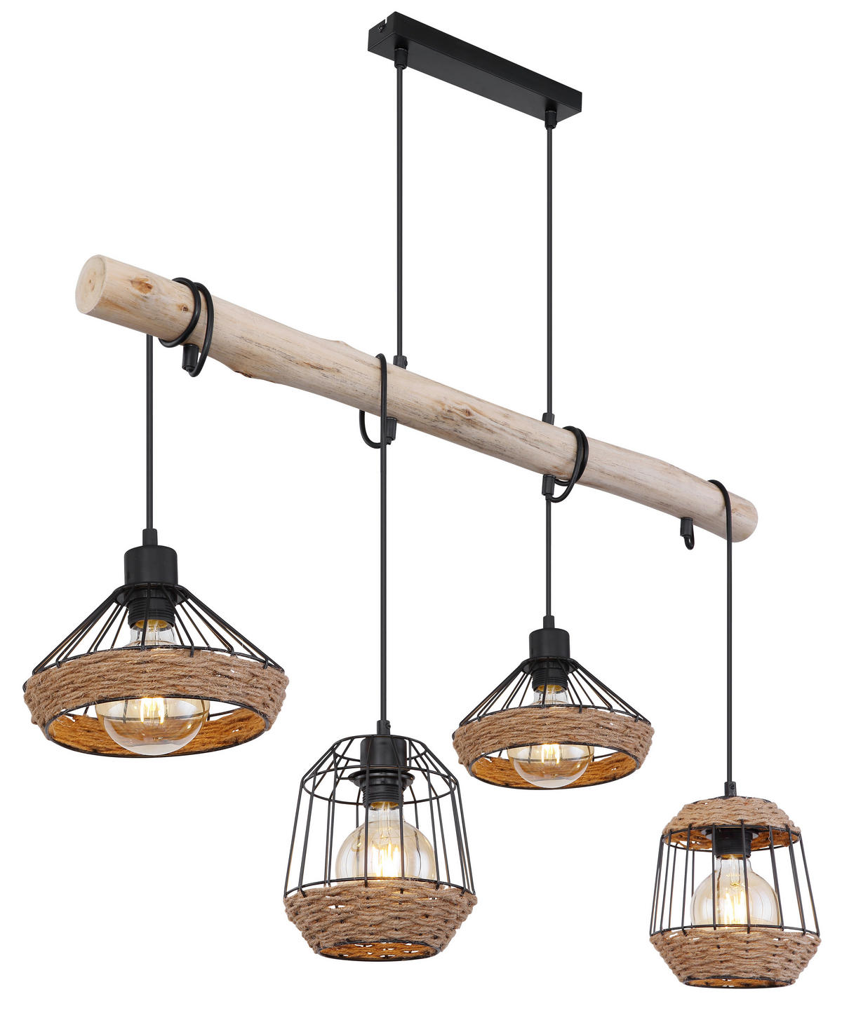 GLOBO Pendelleuchte schwarz braun Metall B/H/T: ca. 21x120x105 cm E27 4 Brennstellen SURRI - braun/schwarz (21,00/120,00/105,00cm) - GLOBO