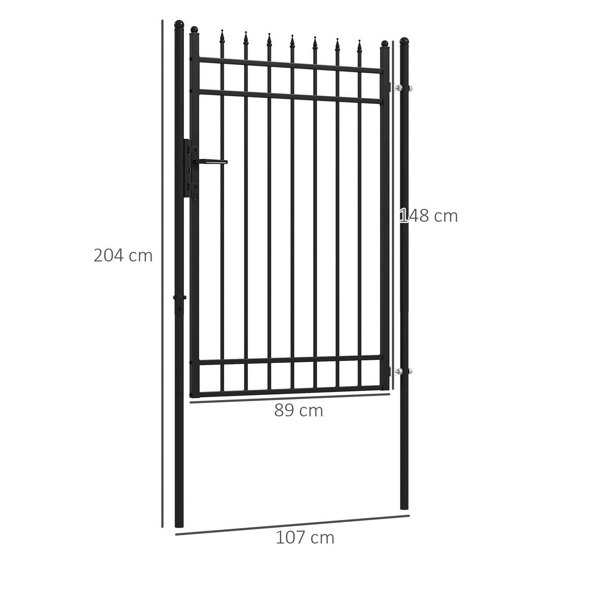 Outsunny Gartentor schwarz Edelstahl B/H/L: ca. 0,12x107x204 cm Gartentor - schwarz (204,00/0,12/107,00cm) - Outsunny