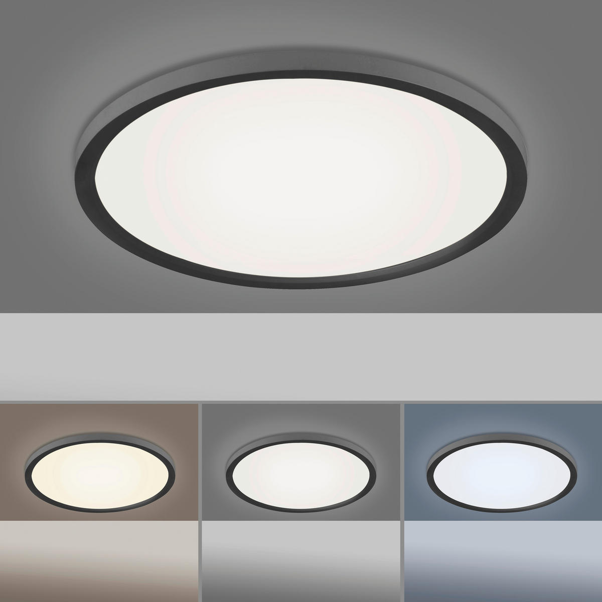 Just Light LED-Deckenpanel FLAT 15571-18 weiß schwarz Kunststoff Metall H/D: ca. 4,5x40 cm 1 Brennstellen FLAT - weiß/schwarz (40,00/4,50cm) - Just Light