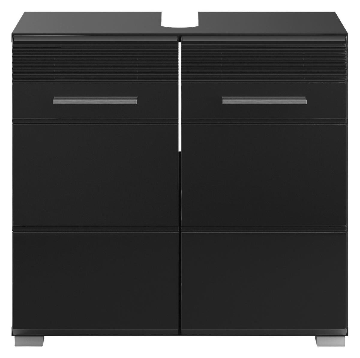 Badezimmer-Set LINUS schwarz schwarz Hochglanz B/H/T: ca. 60x182x34 cm LINUS - schwarz (60,00/182,00/34,00cm) - xonox.home