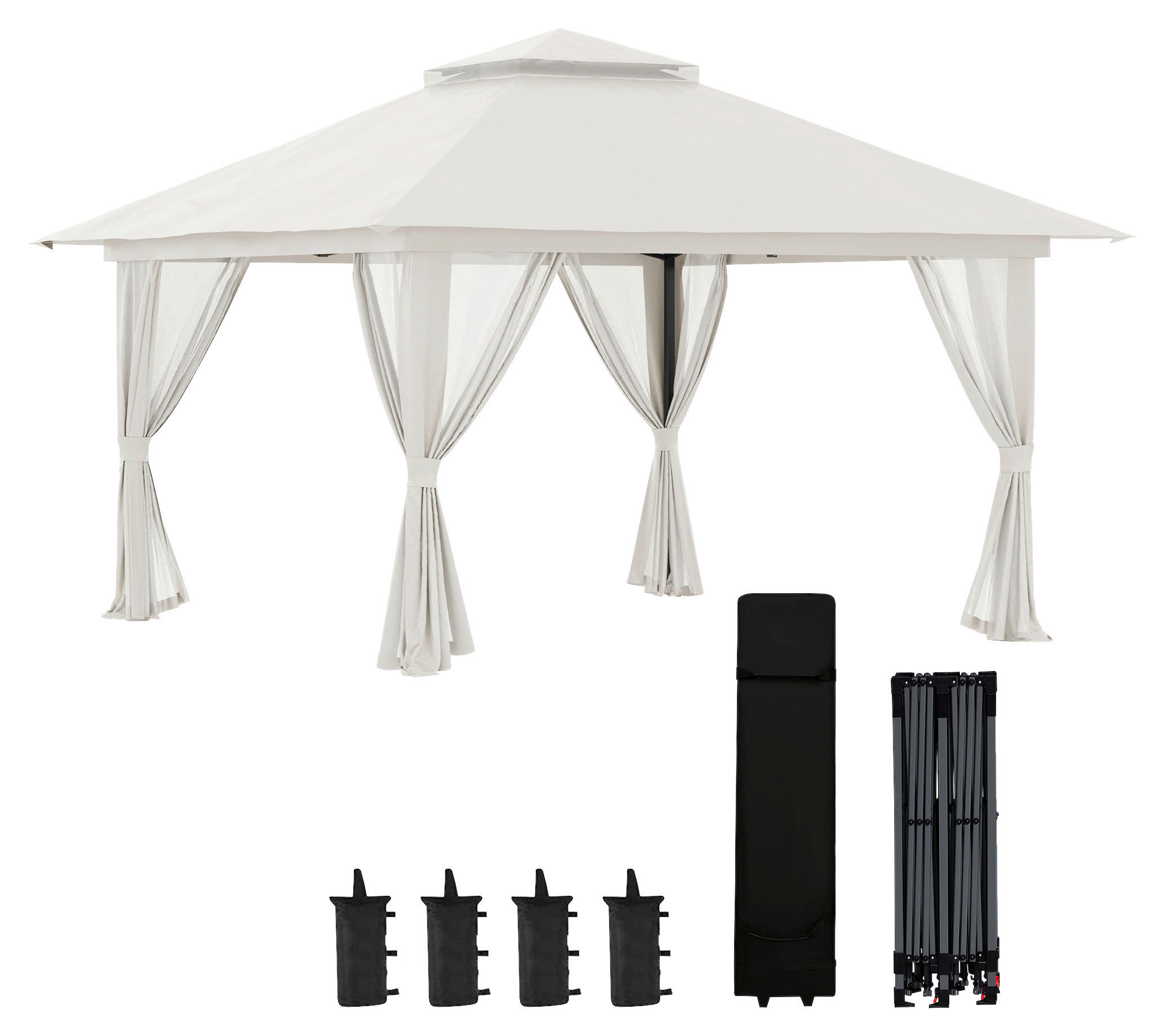 Outsunny Pavillon cremeweiß Polyester B/H/L: ca. 392x283x392 cm Pavillon - cremeweiß (392,00/392,00/283,00cm) - Outsunny