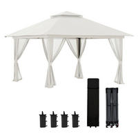 Outsunny Pavillon cremeweiß Polyester B/H/L: ca. 392x283x392 cm Pavillon - cremeweiß (392,00/392,00/283,00cm) - Outsunny
