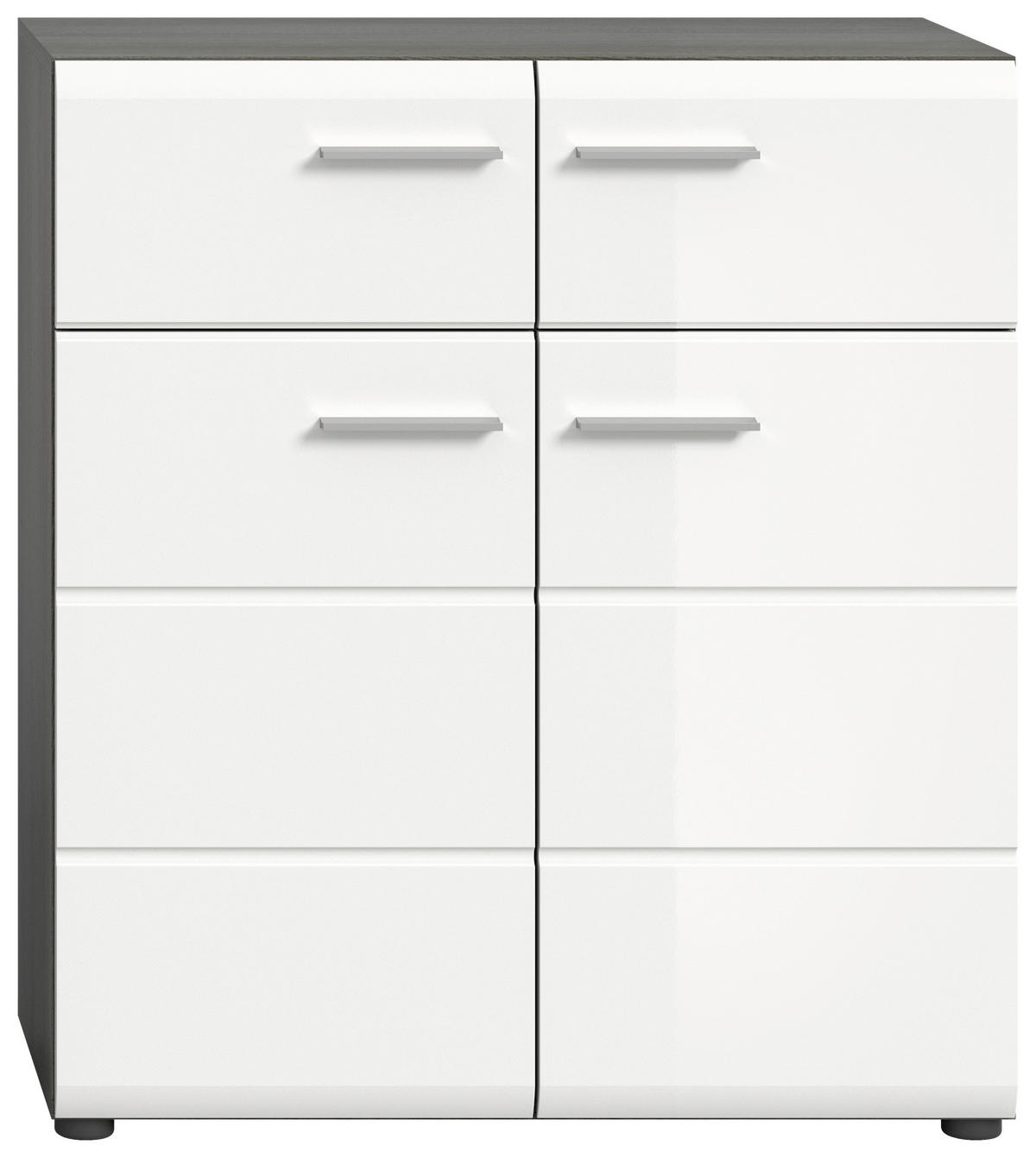 Schuhkommode SALSA Rauchsilber Nachbildung weiß Hochglanz B/H/T: ca. 80x90x37 cm SALSA - weiß (80,00/90,00/37,00cm) - xonox.home