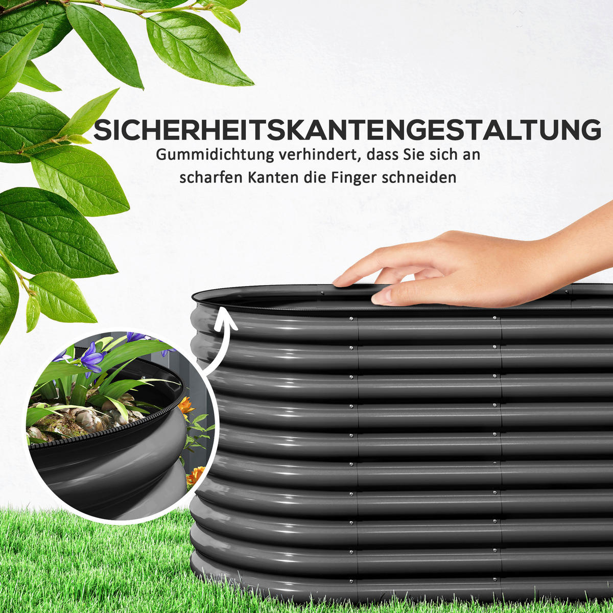 Outsunny Hochbeet dunkelgrau Stahl B/H/L: ca. 80x80x160 cm Hochbeet - dunkelgrau (160,00/80,00/80,00cm) - Outsunny