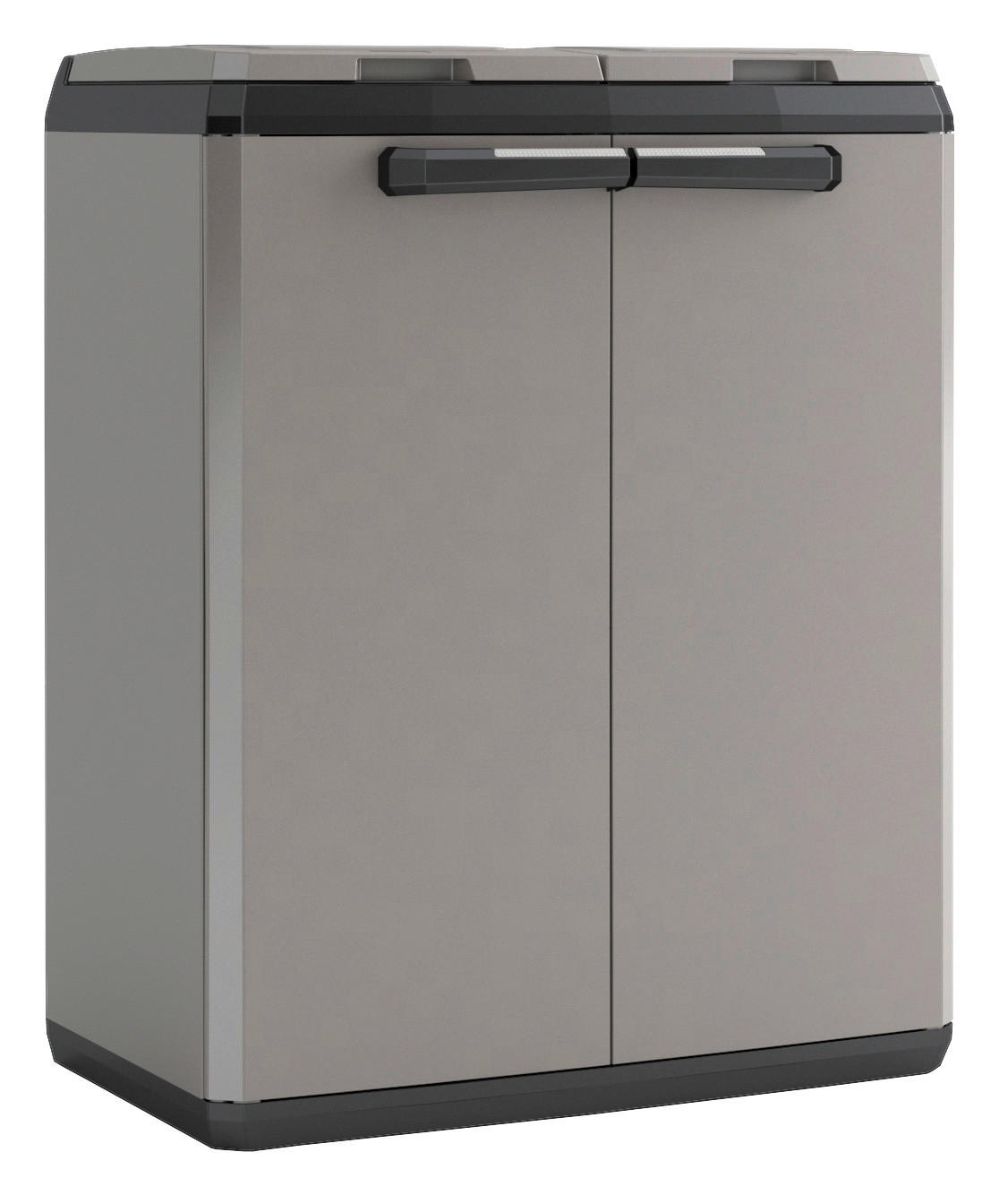 Keter Recyclingschrank Split Basic grau Kunststoff B/H/T: ca. 68x85x39 cm Split Basic - schwarz/grau (68,00/85,00/39,00cm) - Keter