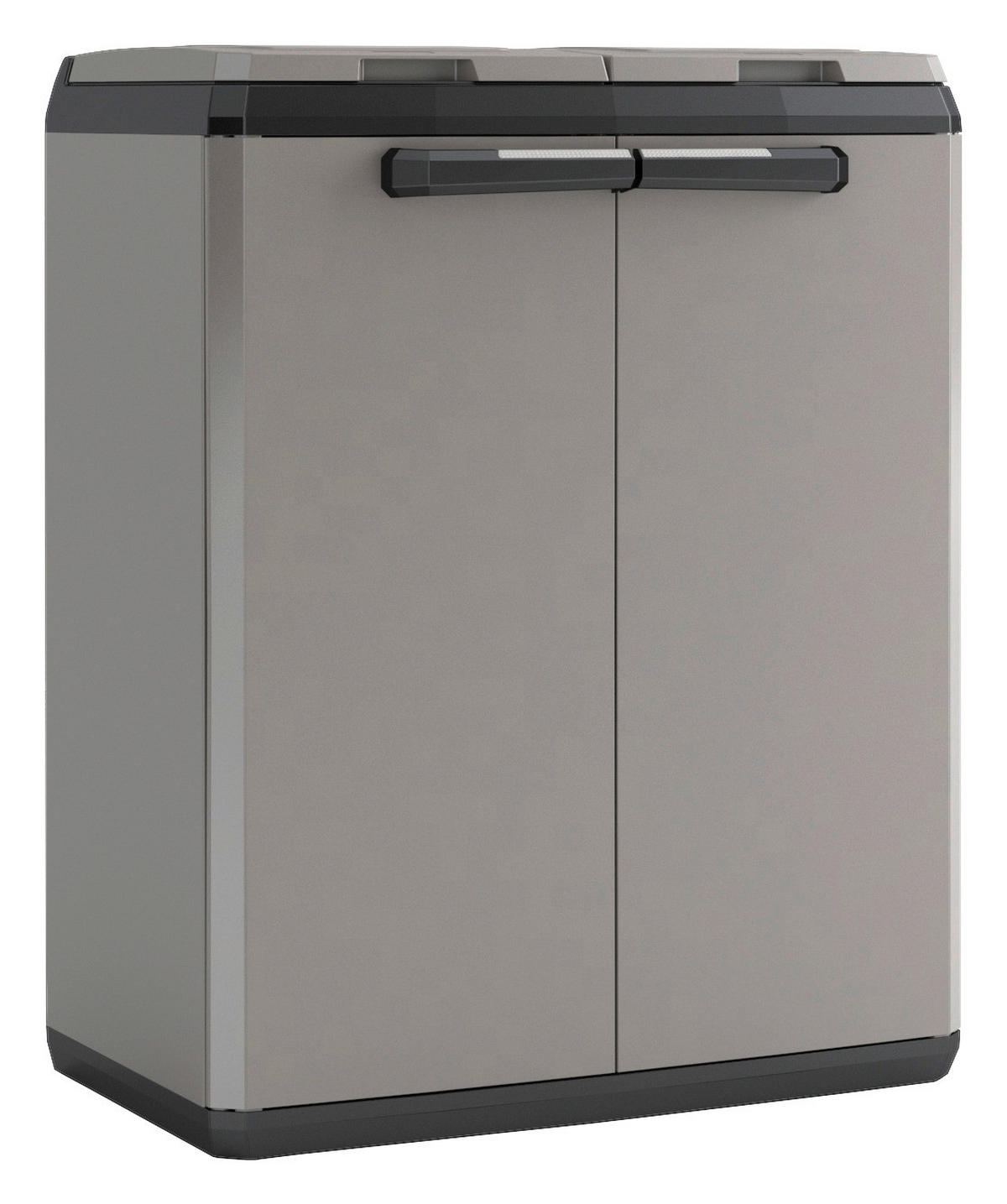 Keter Recyclingschrank Split Basic grau Kunststoff B/H/T: ca. 68x85x39 cm Split Basic - schwarz/grau (68,00/85,00/39,00cm) - Keter