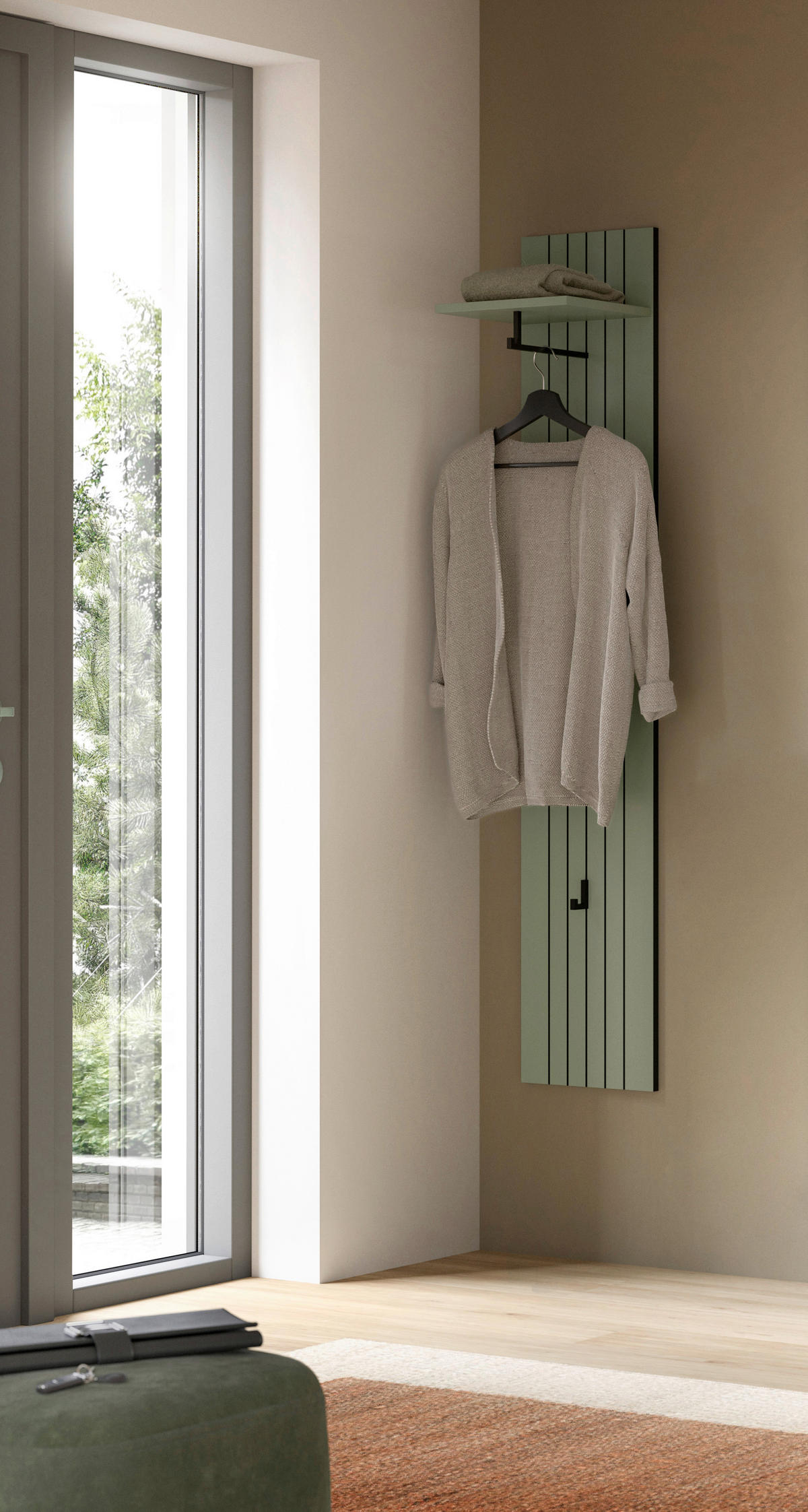 Garderobenpaneel STATION grün B/H/T: ca. 31x160x27 cm STATION - grün (31,00/160,00/27,00cm) - xonox.home