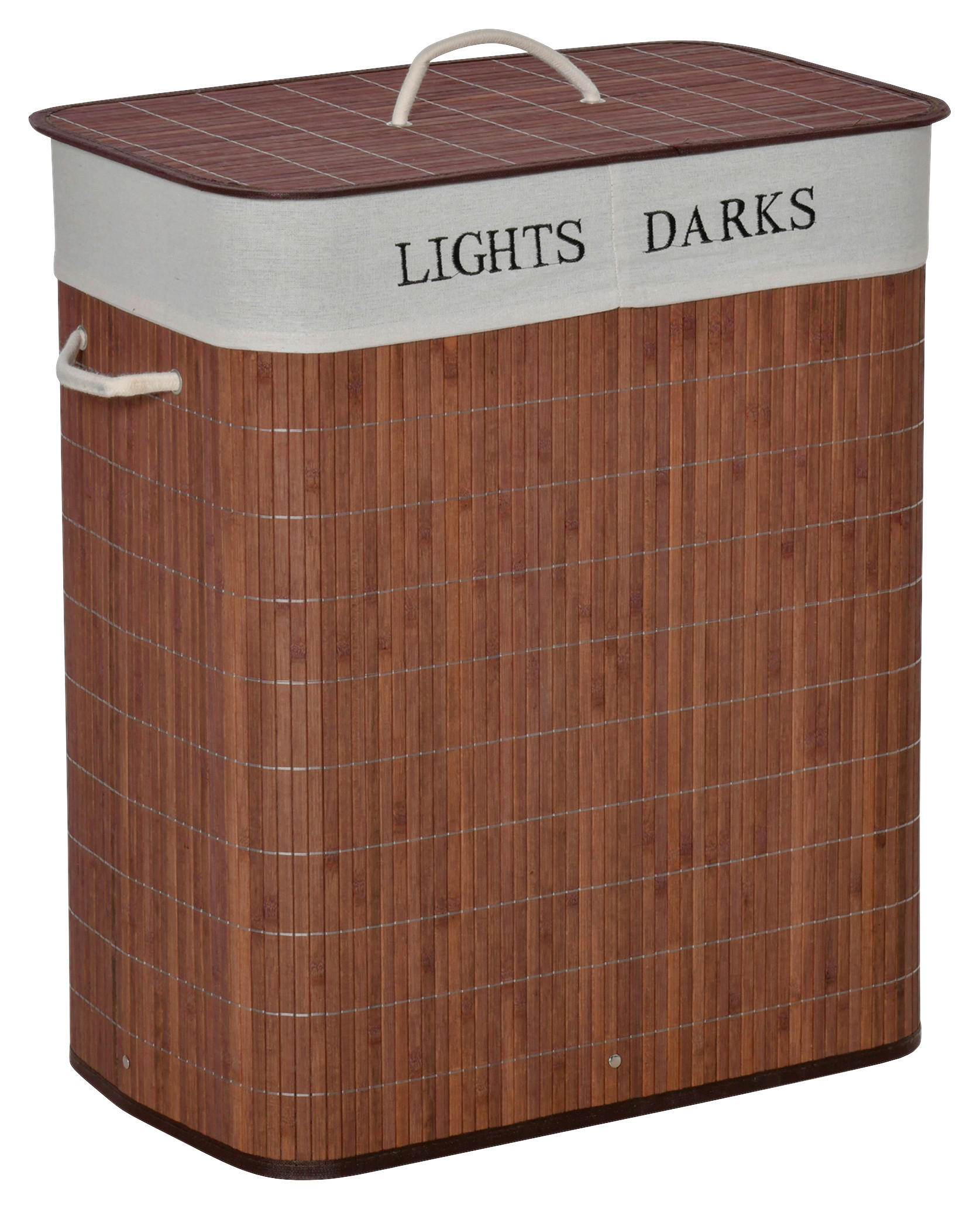 HOMCOM Wäschekorb weiß B/H/L: ca. 32x52x63 cm Wäschekorb - braun/weiß (63,00/32,00/52,00cm) - HOMCOM