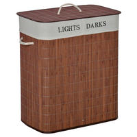 HOMCOM Wäschekorb weiß B/H/L: ca. 32x52x63 cm Wäschekorb - braun/weiß (63,00/32,00/52,00cm) - HOMCOM