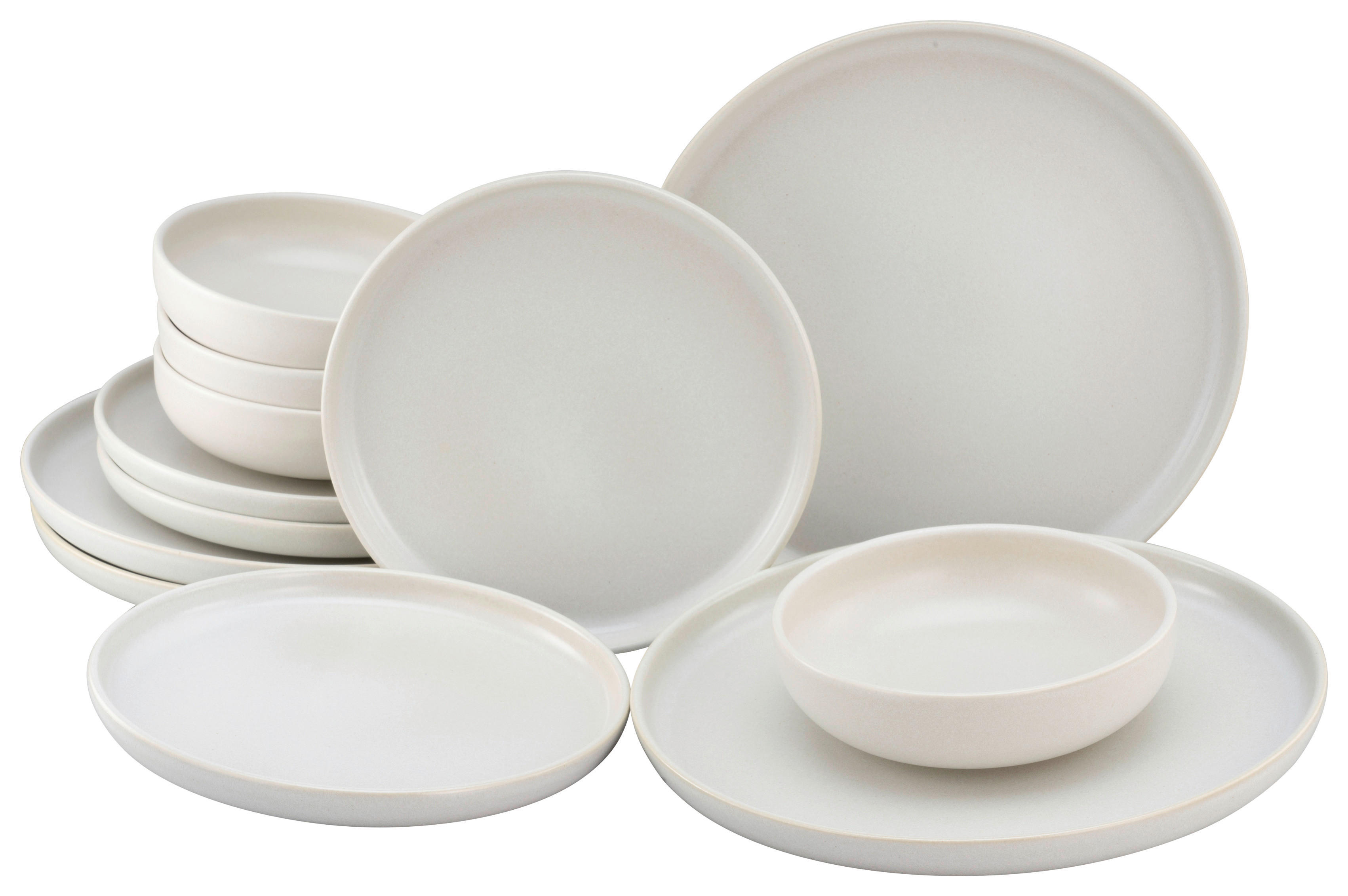 CreaTable Tafelservice Uno offwhite Steinzeug 12 tlg. Uno - offwhite - CreaTable
