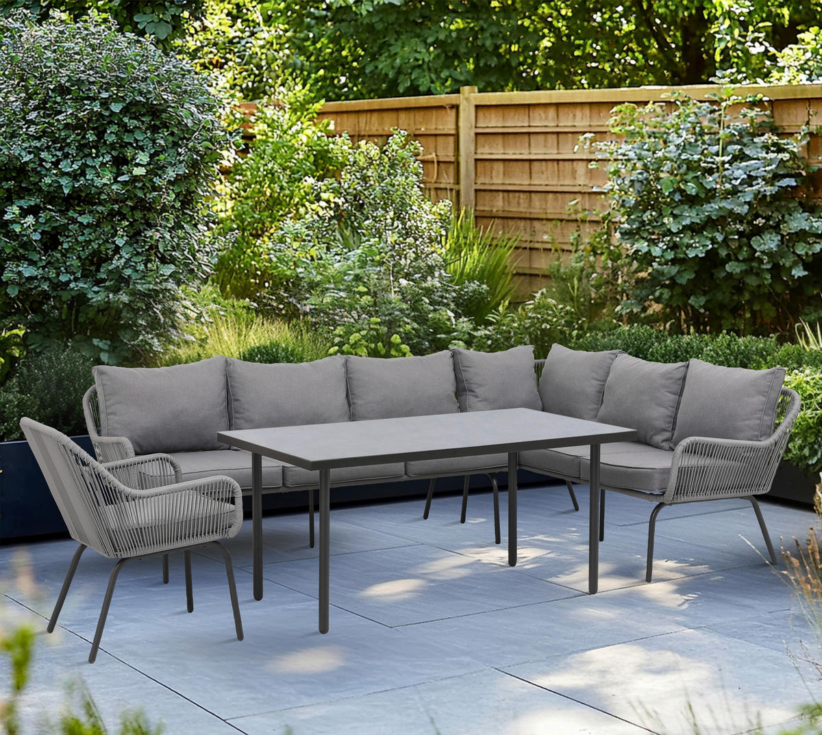 POCOline Gartensitzgruppe Milos dunkelgrau Stahl Milos - dunkelgrau - POCOline