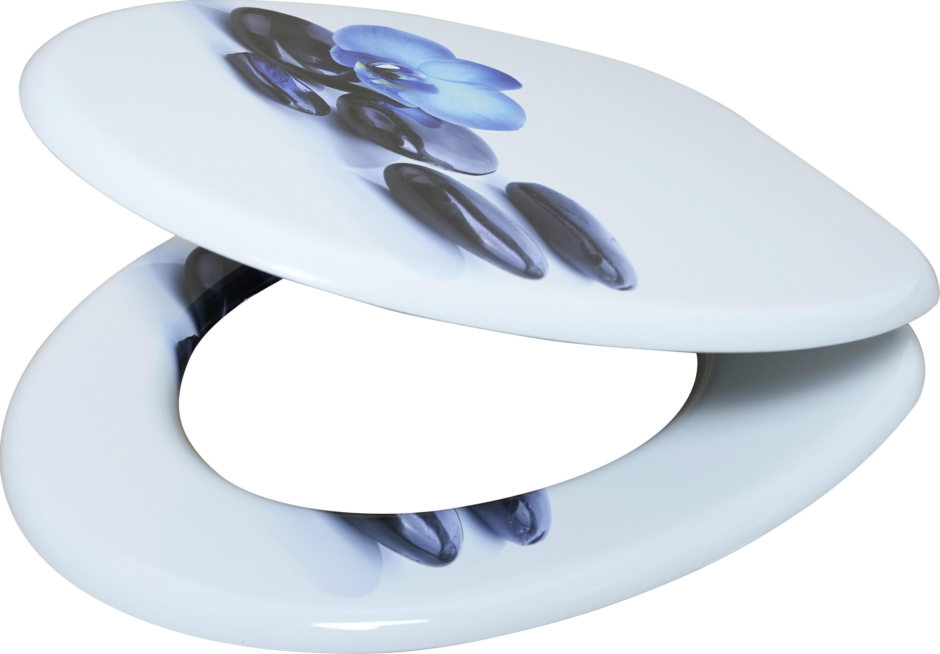 WC-Sitz weiß blau MDF B/H/T: ca. 37x5x45 cm WC-Sitz_Blaue-Orchidee MDF - blau/weiß (37,00/5,00/45,00cm)
