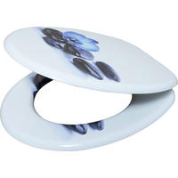 WC-Sitz weiß blau MDF B/H/T: ca. 37x5x45 cm WC-Sitz_Blaue-Orchidee MDF - blau/weiß (37,00/5,00/45,00cm)