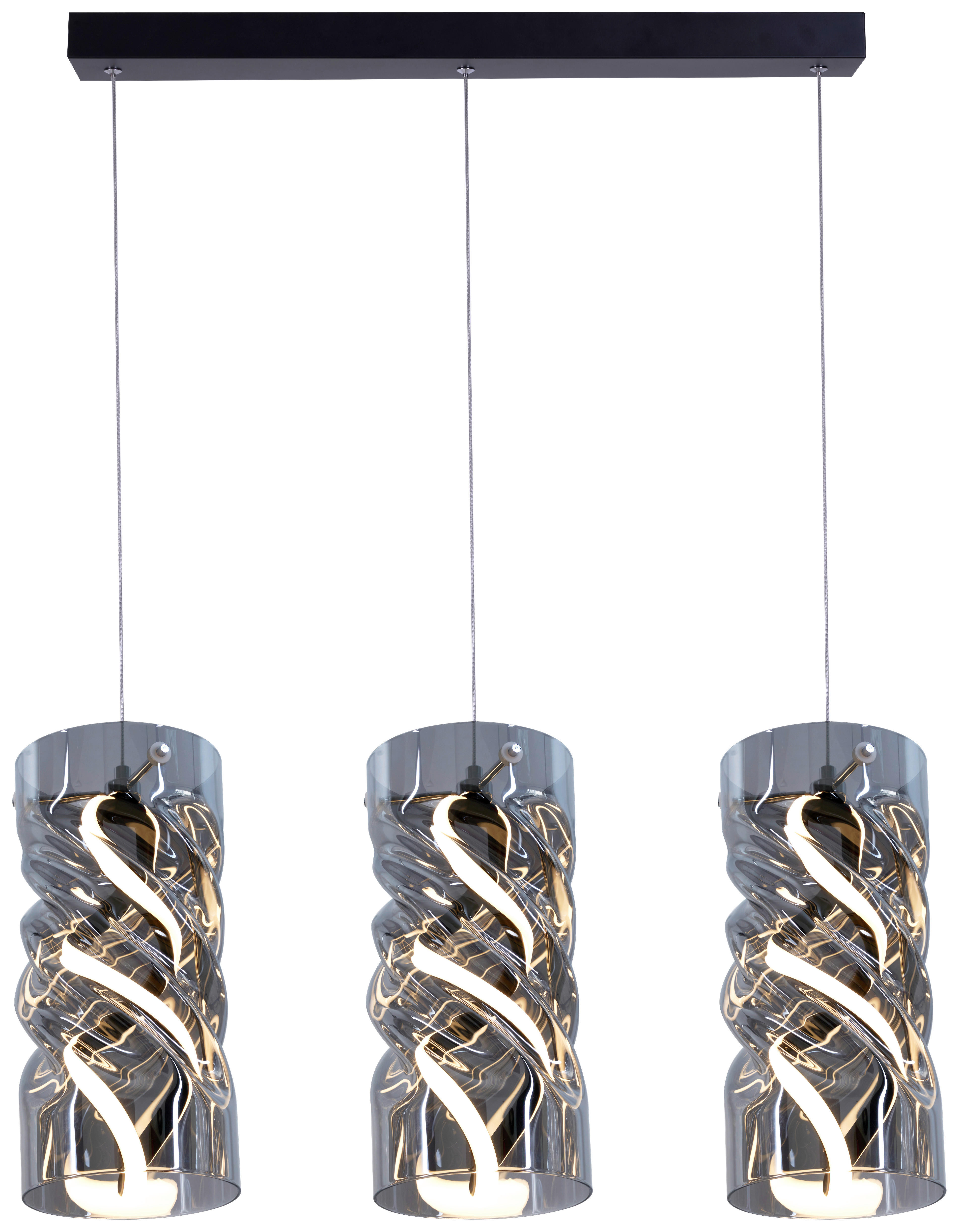 Pendelleuchte schwarz Metall Glas PVC B/H/L: ca. 14x120x68 cm LED-Pendelleuchte_Isabella - schwarz (68,00/14,00/120,00cm)