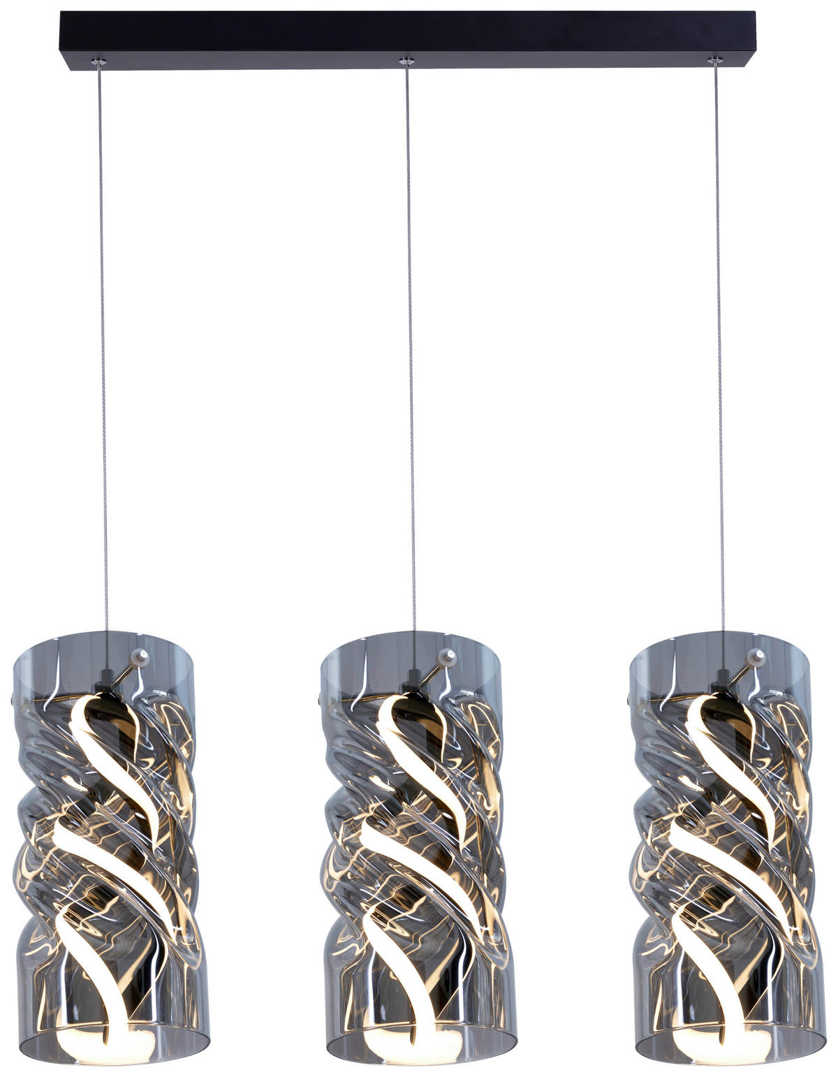 Pendelleuchte schwarz Metall Glas PVC B/H/L: ca. 14x120x68 cm LED-Pendelleuchte_Isabella - schwarz (68,00/14,00/120,00cm)