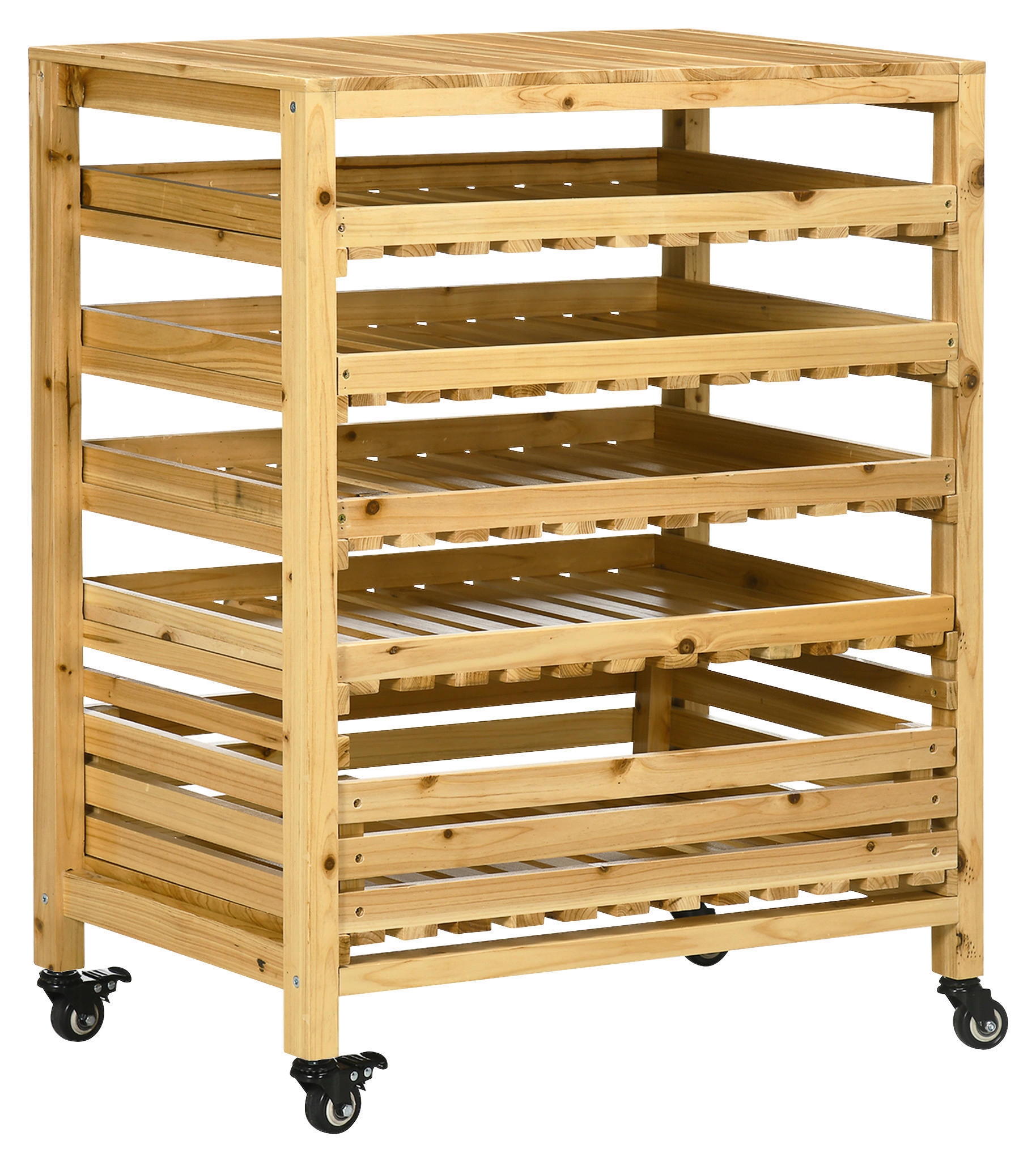 Outsunny Obst-&Gemüseregal Obst-und_Gemüseregal - natur (73,00/45,00/91,00cm) - Outsunny