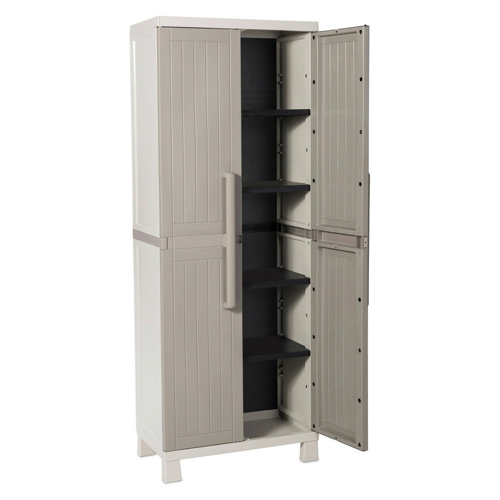 Thumbnail - Toomax Kunststoffschrank Wood Midi hellgrau Kunststoff B/H/T: ca. 65x173x37 cm