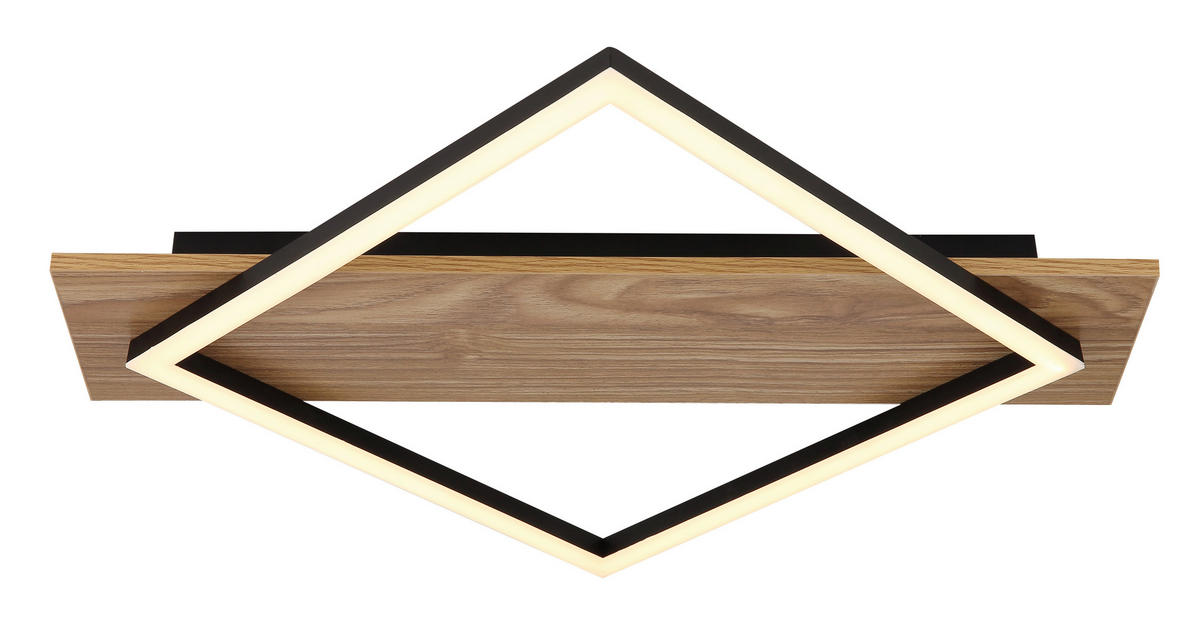 GLOBO LED-Deckenleuchte BEATRIX 67330-18 mattschwarz Opal Metall Kunststoff MDF B/H/L: ca. 52x6x46,7 cm 1 Brennstellen BEATRIX I - Opal/mattschwarz (46,70/52,00/6,00cm) - GLOBO