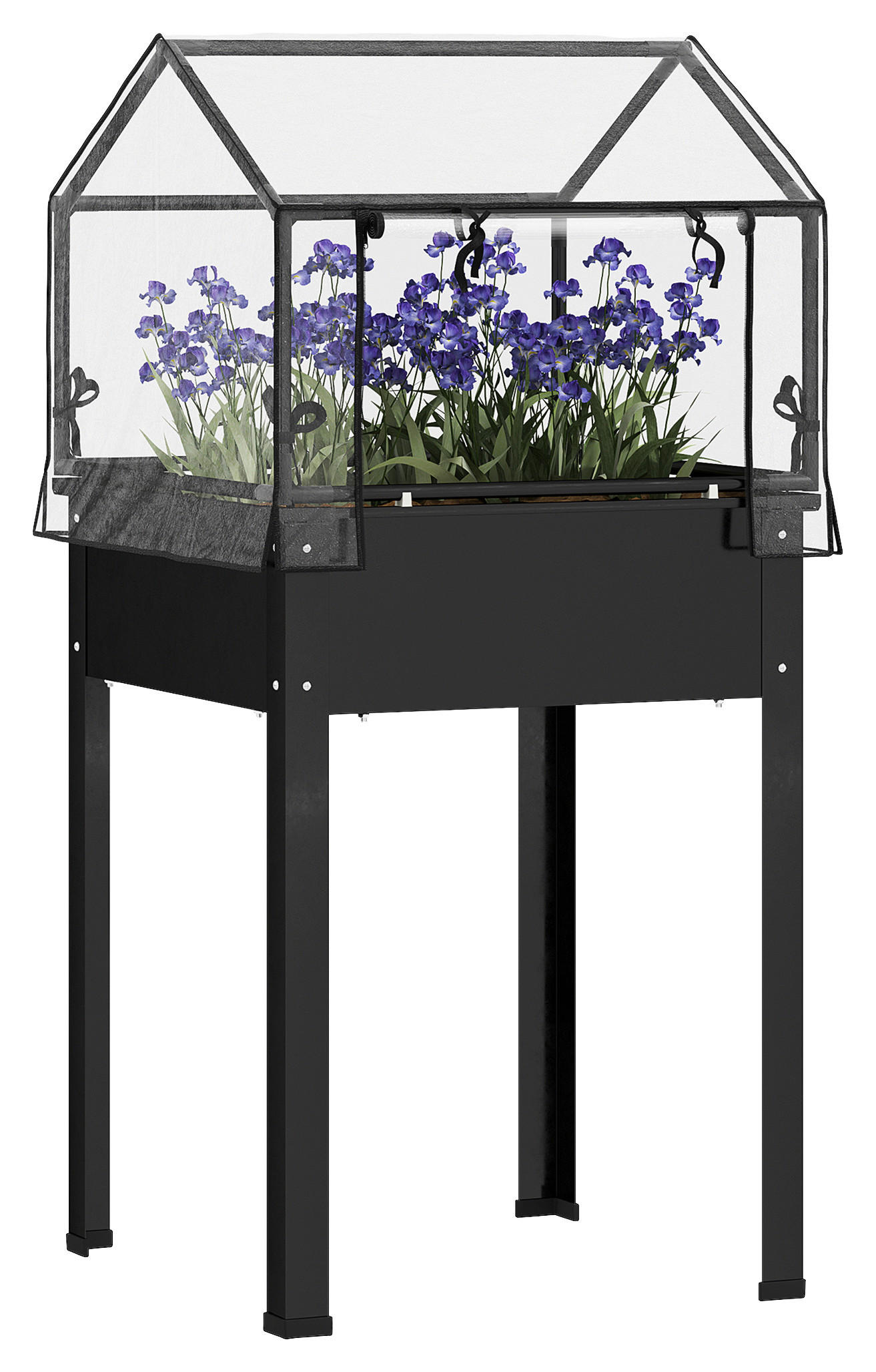 Outsunny Hochbeet schwarz Stahl B/H/L: ca. 60x120x60 cm Hochbeet - schwarz (60,00/60,00/120,00cm) - Outsunny