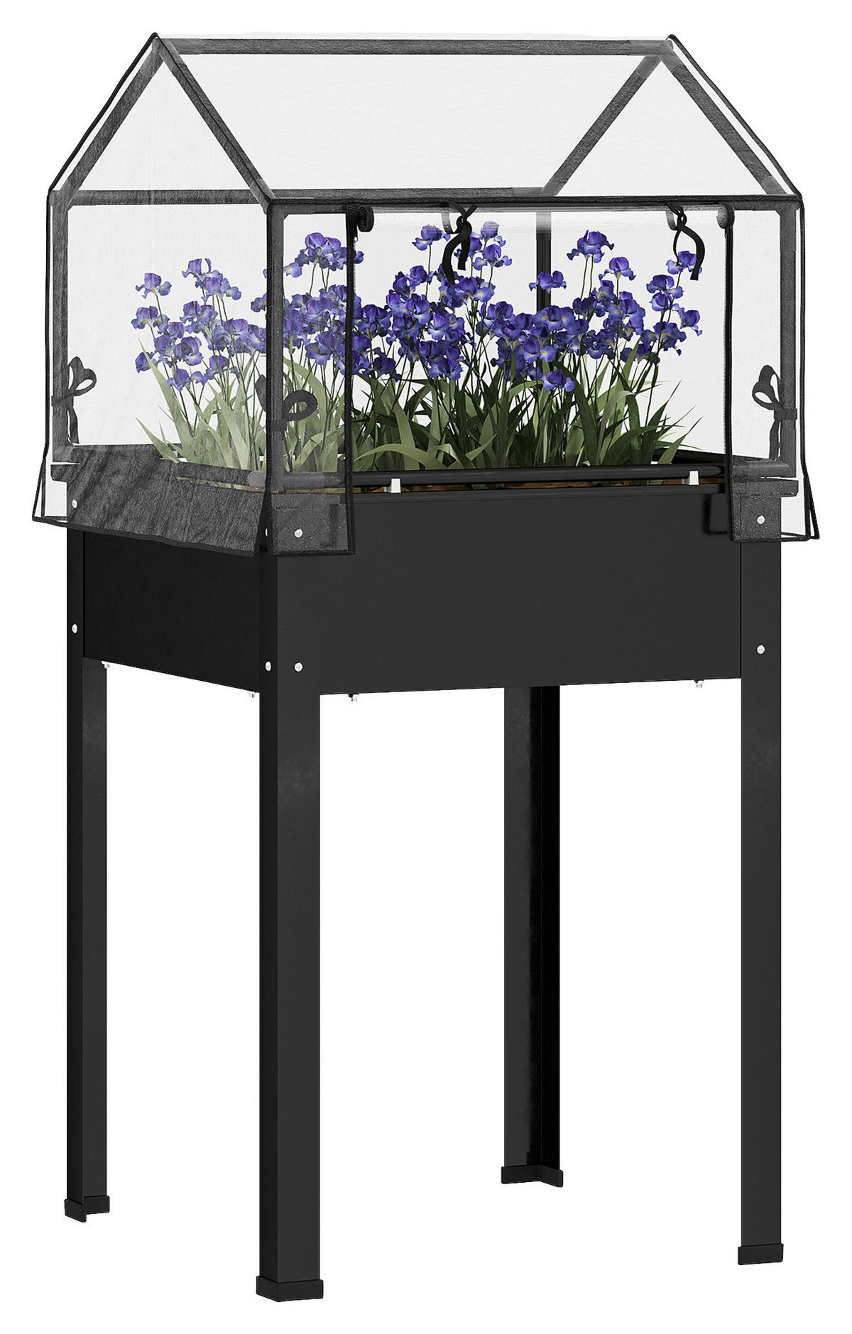 Outsunny Hochbeet schwarz Stahl B/H/L: ca. 60x120x60 cm Hochbeet - schwarz (60,00/60,00/120,00cm) - Outsunny