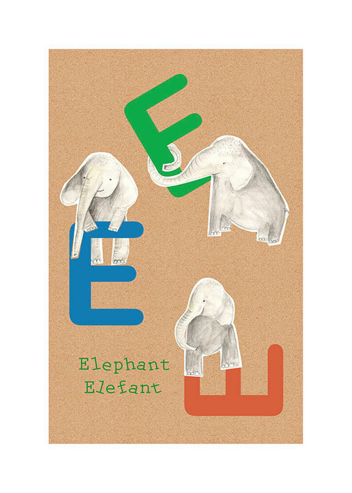 Komar Poster ABC Animal E Buchstaben B/L: ca. 50x70 cm ABC Animal E - (50,00/70,00cm) - Komar