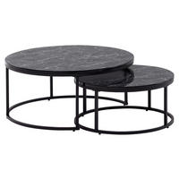 Couchtisch 2er-Set schwarz Marmor Optik schwarz lackiert 2er-Set - schwarz - Wohnling