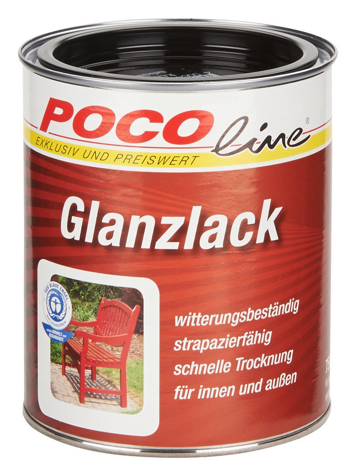 POCOline Acyl Buntlack tiefschwarz glänzend ca. 0,75 l Glanzlack_Acryl_2in1 750ml - tiefschwarz (750ml) - POCOline