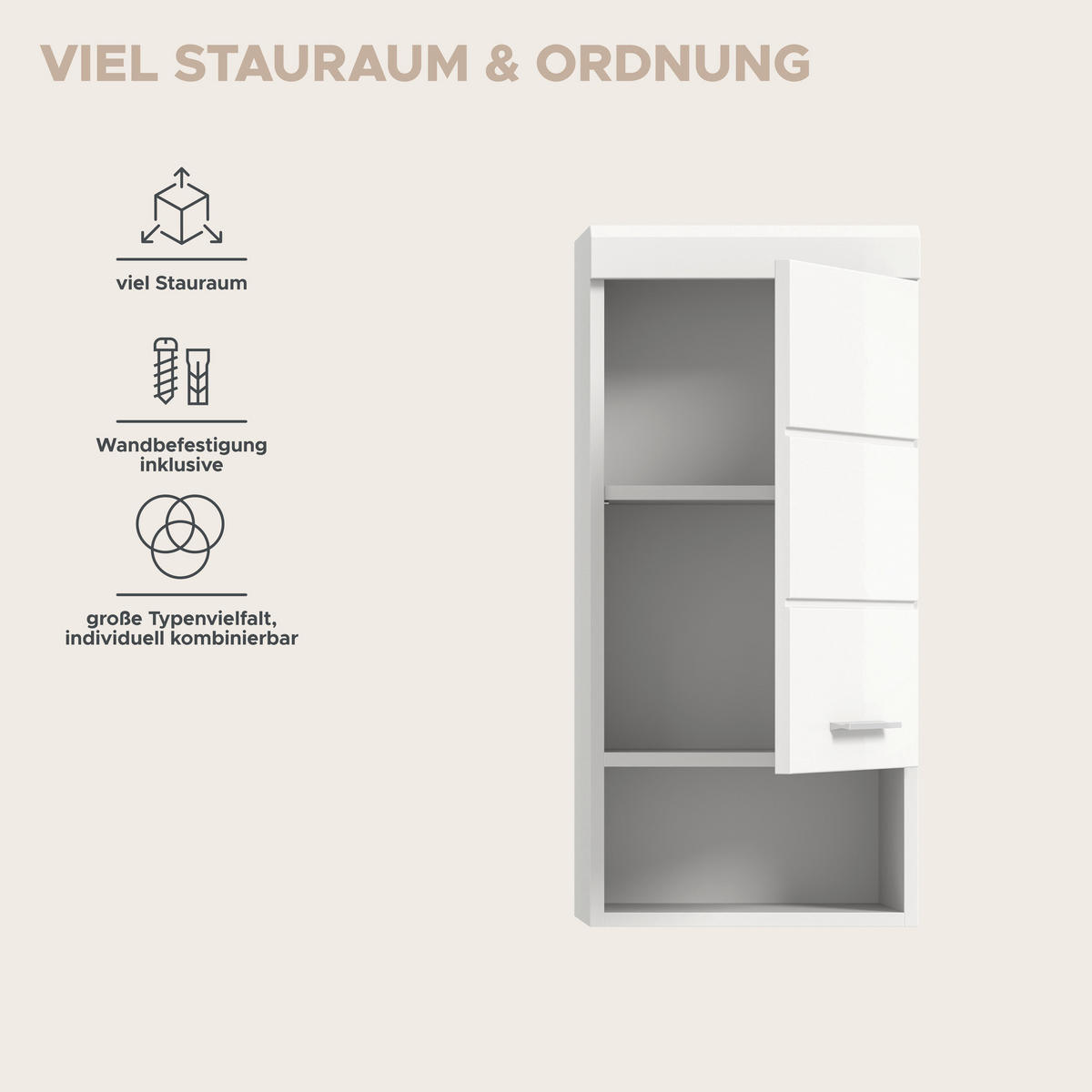 Badhängeschrank Scout weiß weiß Hochglanz B/H/T: ca. 37x79x24 cm Scout - weiß (37,00/79,00/24,00cm) - xonox.home