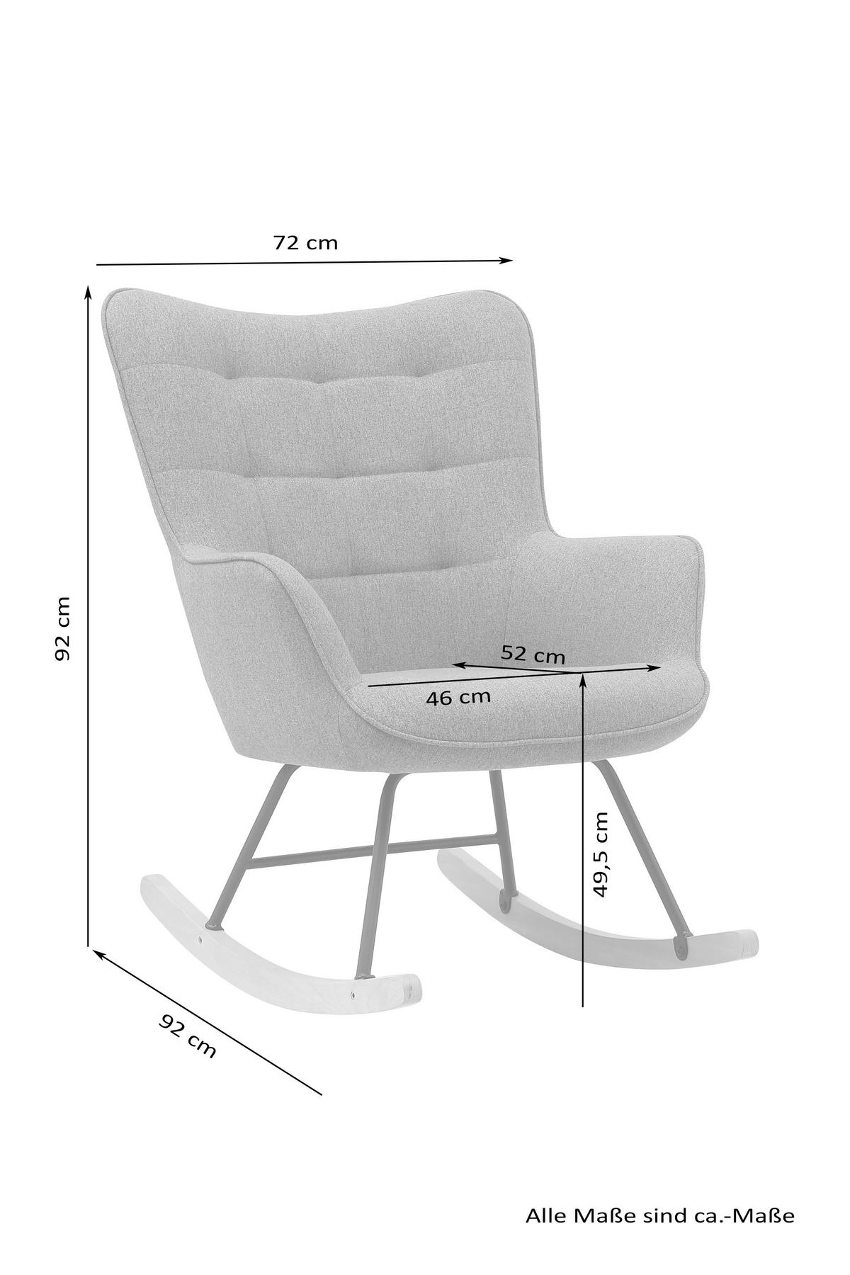 byLIVING Schaukelstuhl RICHIE schwarz schwarz natur Stoff Metall Buche B/H/T: ca. 72x92x92 cm RICHIE - natur/schwarz (72,00/92,00/92,00cm) - byLIVING