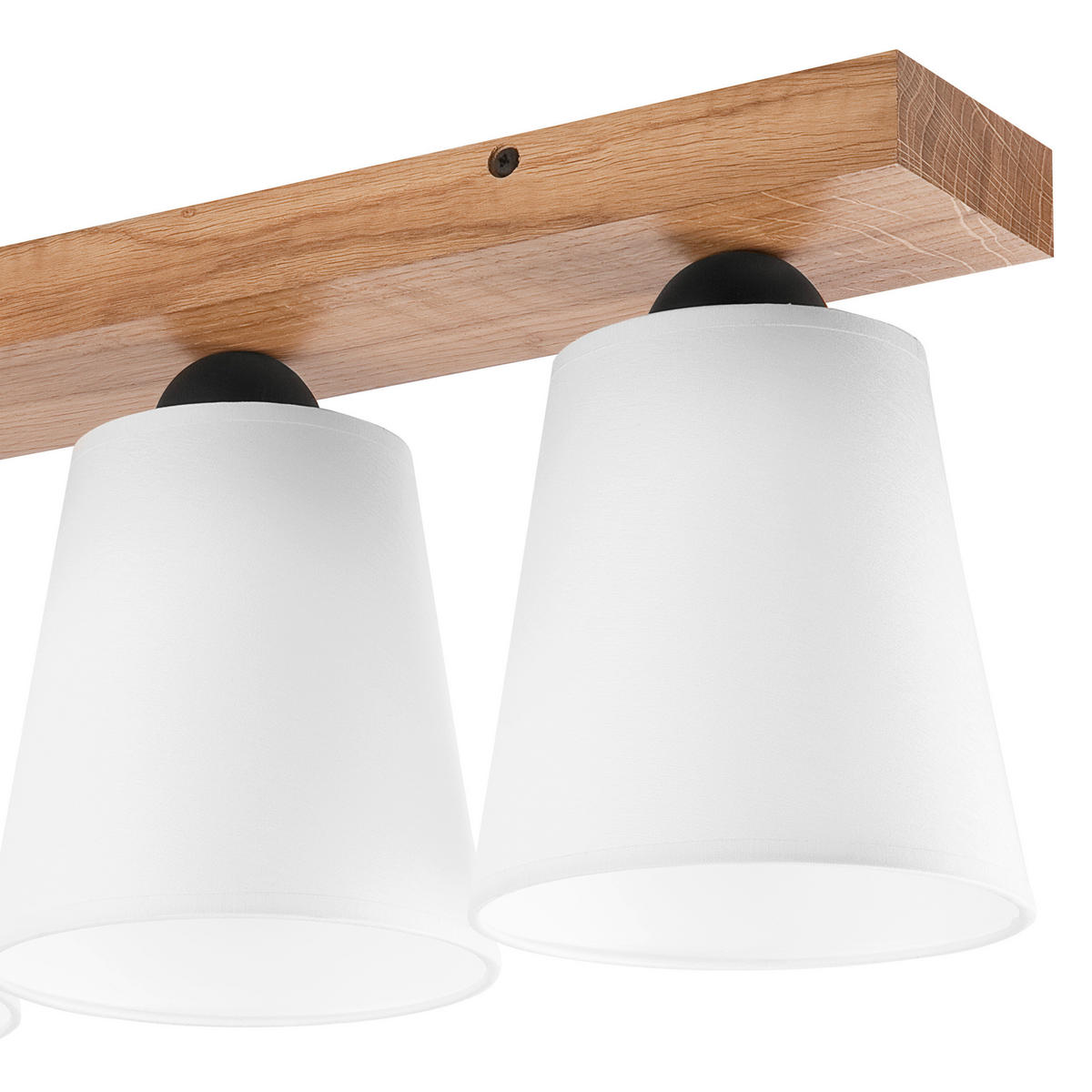 Lamkur Deckenleuchte LULA 47591 Eiche weiß Holz Textil H/L: ca. 21x50 cm E27 3 Brennstellen Lula - Eiche/weiß (50,00cm) - Lamkur