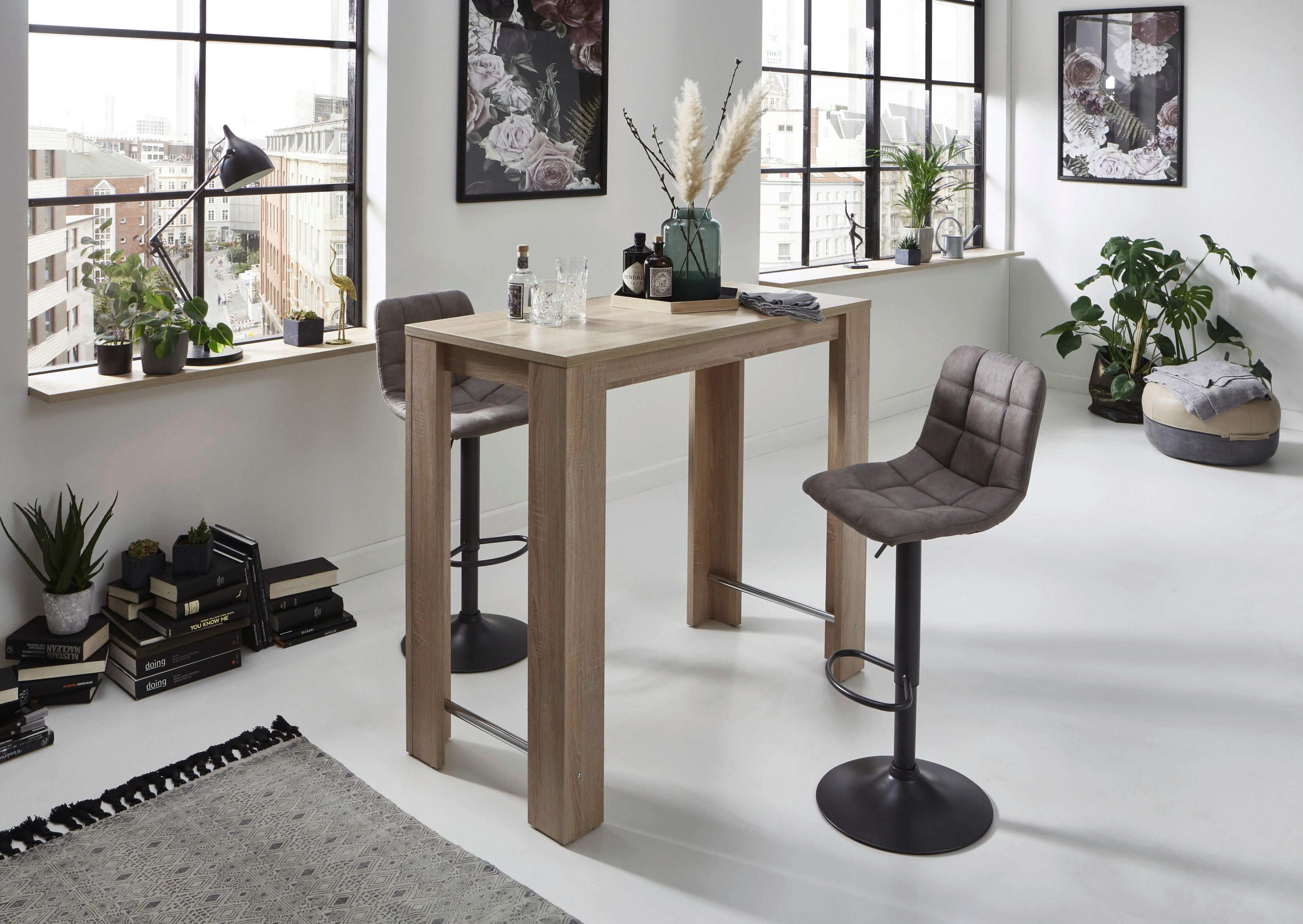 Essgruppe Yvonne Eiche grau Metall B/H/T: ca. 120x108x58 cm Yvonne - Eiche/grau (120,00/108,00/58,00cm) - Hela