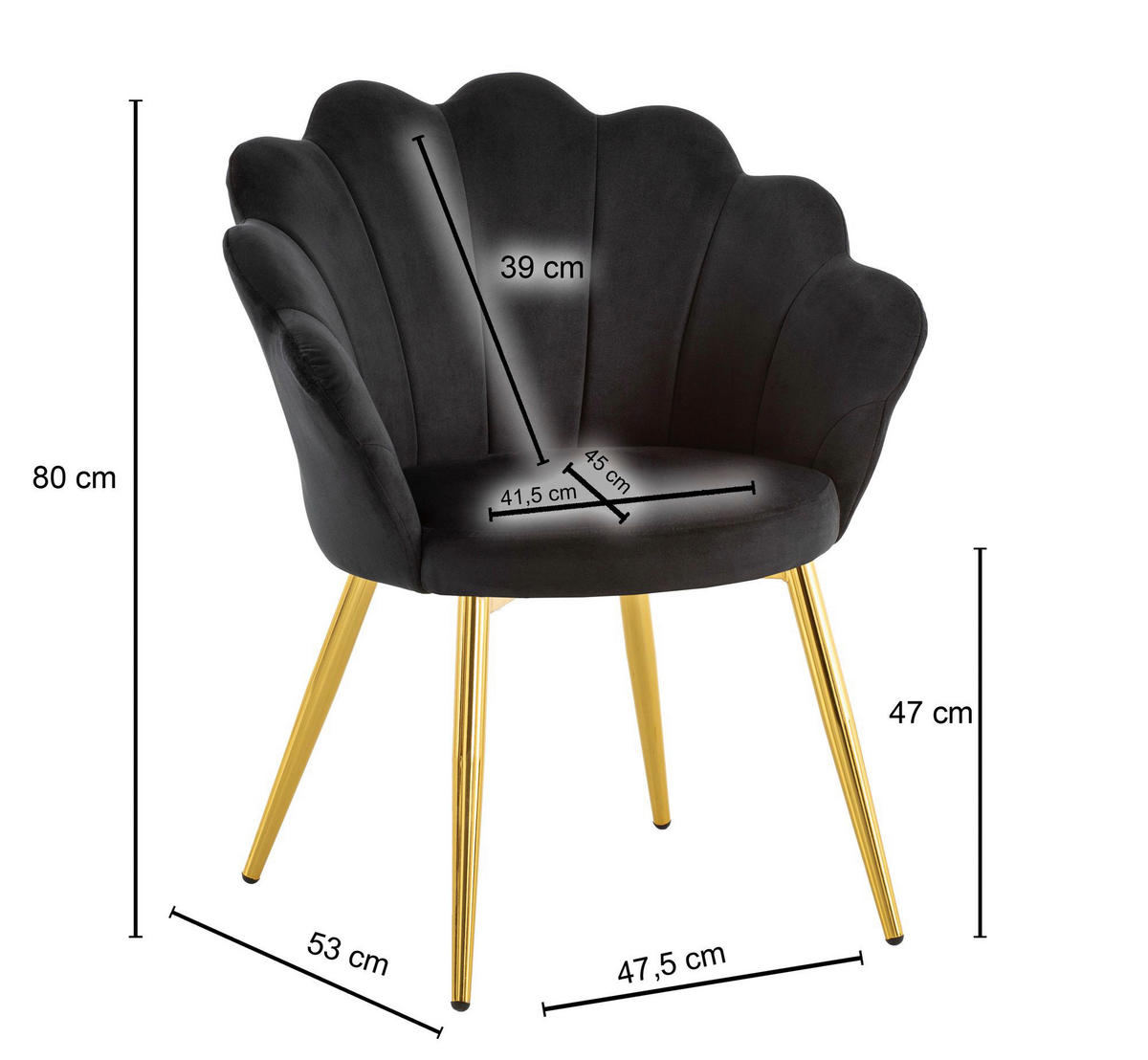 Stuhl schwarz Polyester Esszimmerstuhl - schwarz - Wohnling