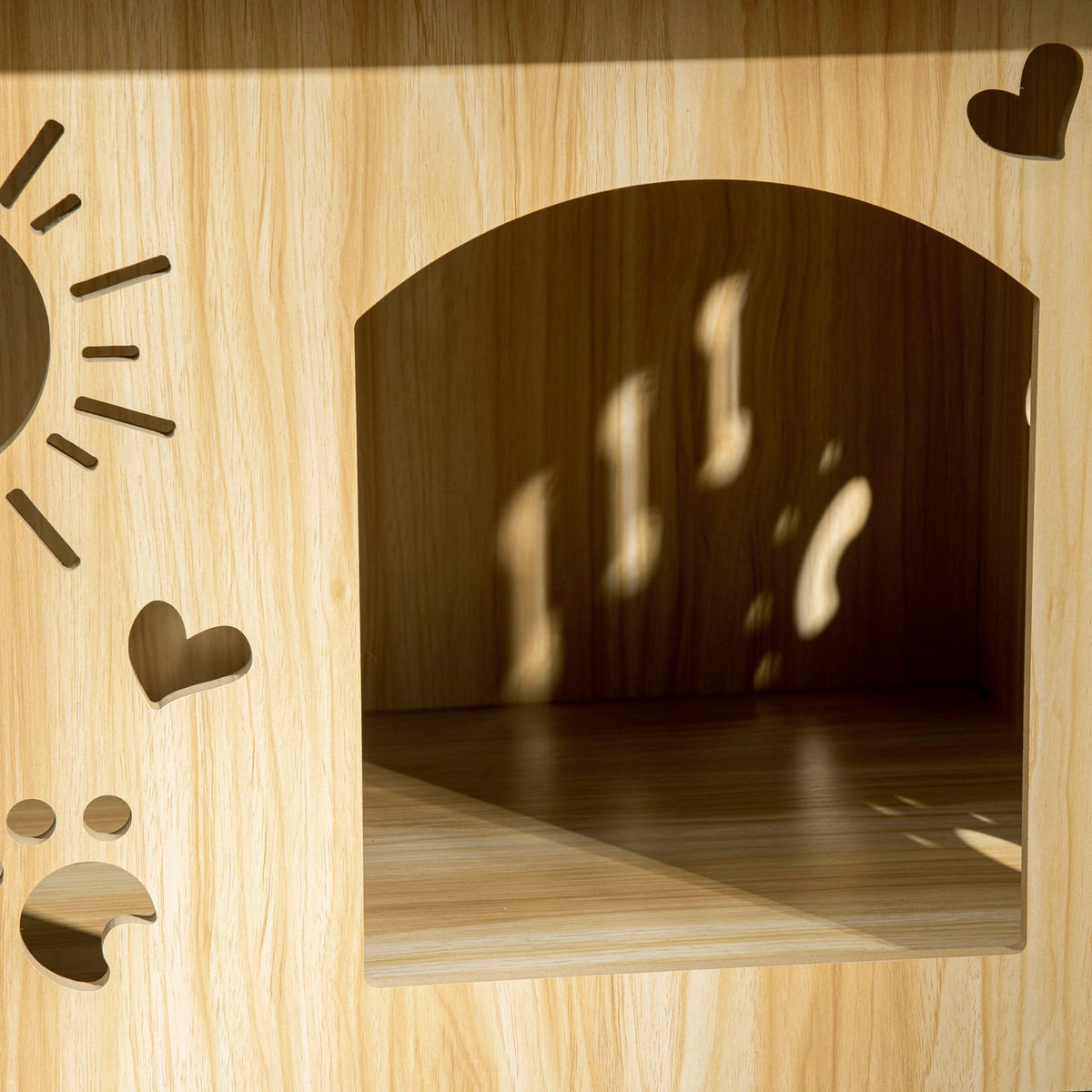 PawHut Hundehütte Eiche MDF B/H/L: ca. 50x58,5x69 cm Hundehütte - Eiche/schwarz (69,00/50,00/58,50cm) - PawHut
