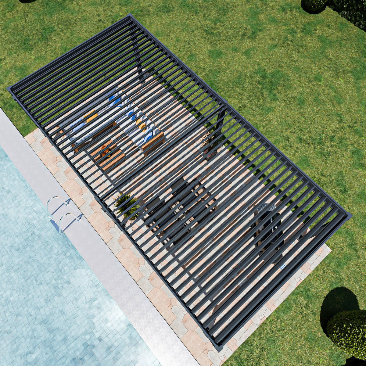 PergoLine Pergola Superior anthrazit Aluminium B/H/L: ca. 720x255x360 cm Superior - anthrazit (360,00/720,00/255,00cm) - PergoLine