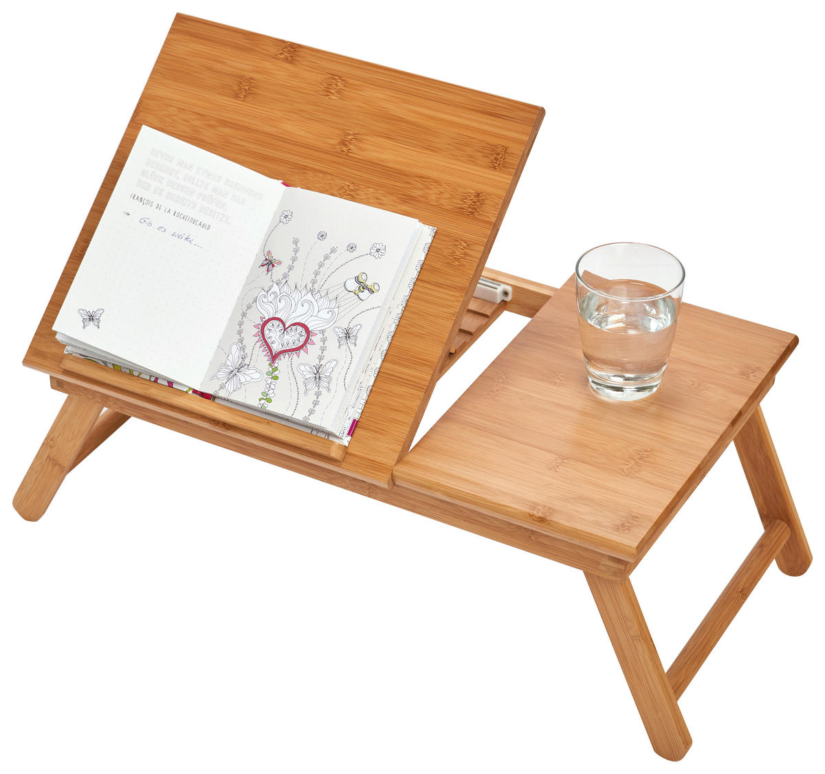Zeller Betttablett natur Bambus B/H/L: ca. 55x22x33 cm Betttablett_mit_Leseklappe - natur (33,00/55,00/22,00cm) - Zeller